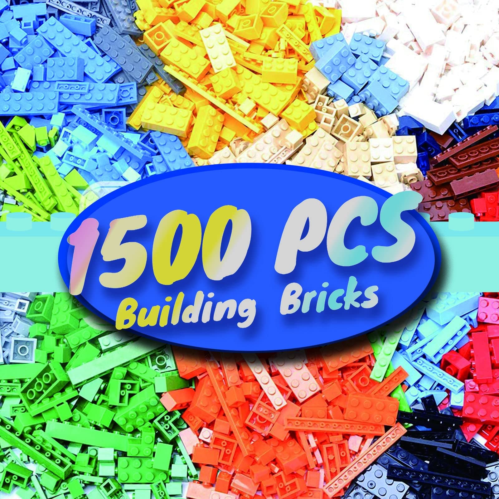 - 1500 Pieces Building Bricks, Classic Bulk Small Blocks, Classic Bricks Set Basic Building Blocks Compatible with All Major Brands