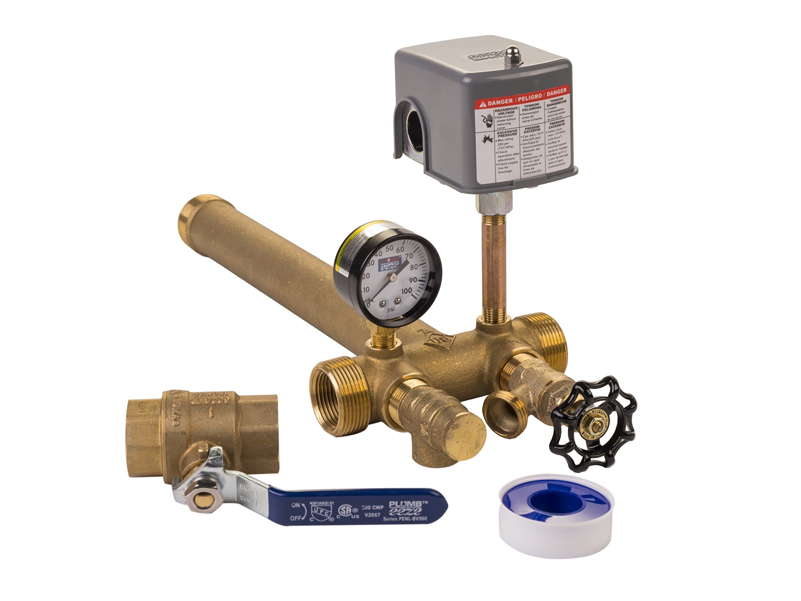 Pressure Tank Installation Kit with 1" Brass Union tank tee to fit most pressure tanks with diameters up to 16"