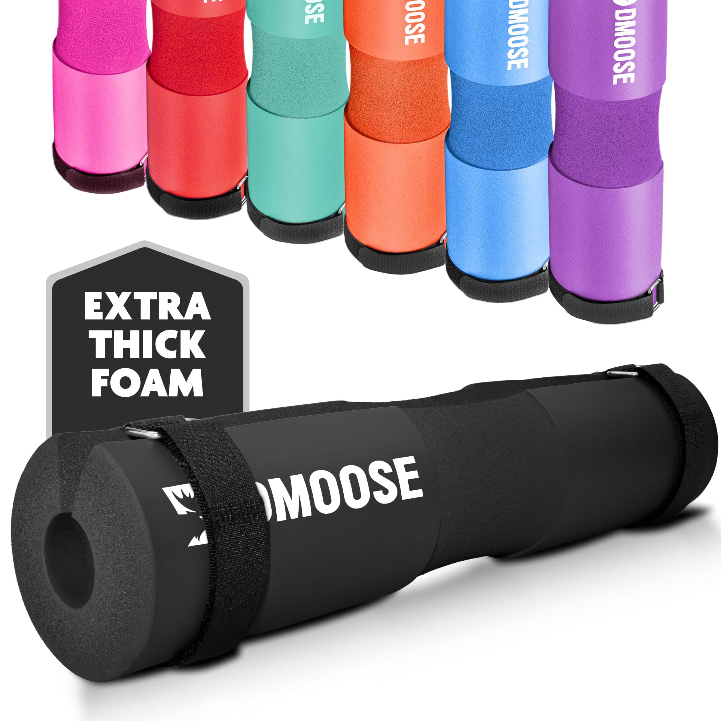 DMoose Barbell Pad, Relief Pressure from Neck, Shoulder, Provide Lower Back Support, Non-Slip EVA Foam Squat Pad with Safety Straps, Hip Thrust Pad for Squats, Lunges - For Standard & Olympic Bars