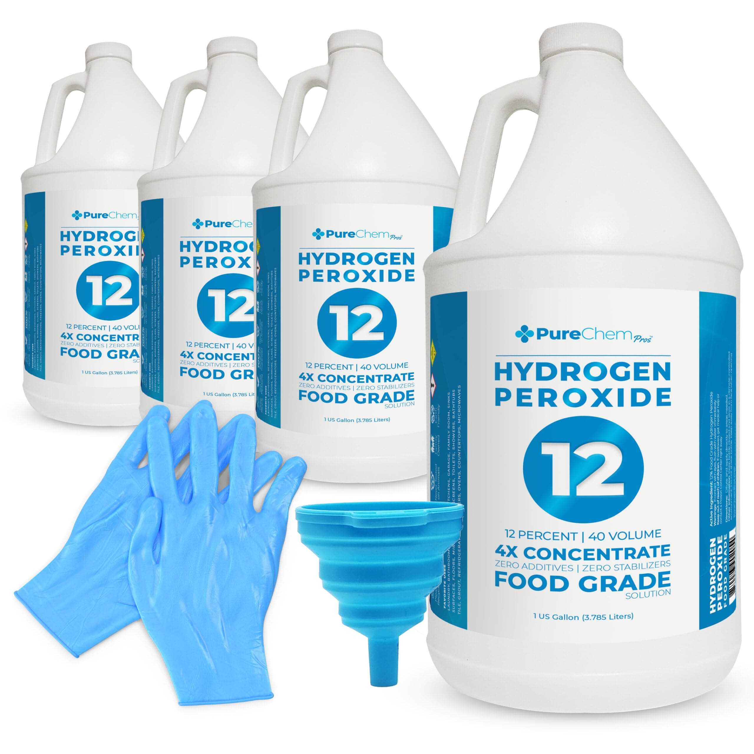 12% Concentrated Food Grade Hydrogen Peroxide (4 Gallons) - Cleaning Solution for Home, Laundry, Bath, Garden and More - derived from 35% Food Grade Hydrogen Peroxide