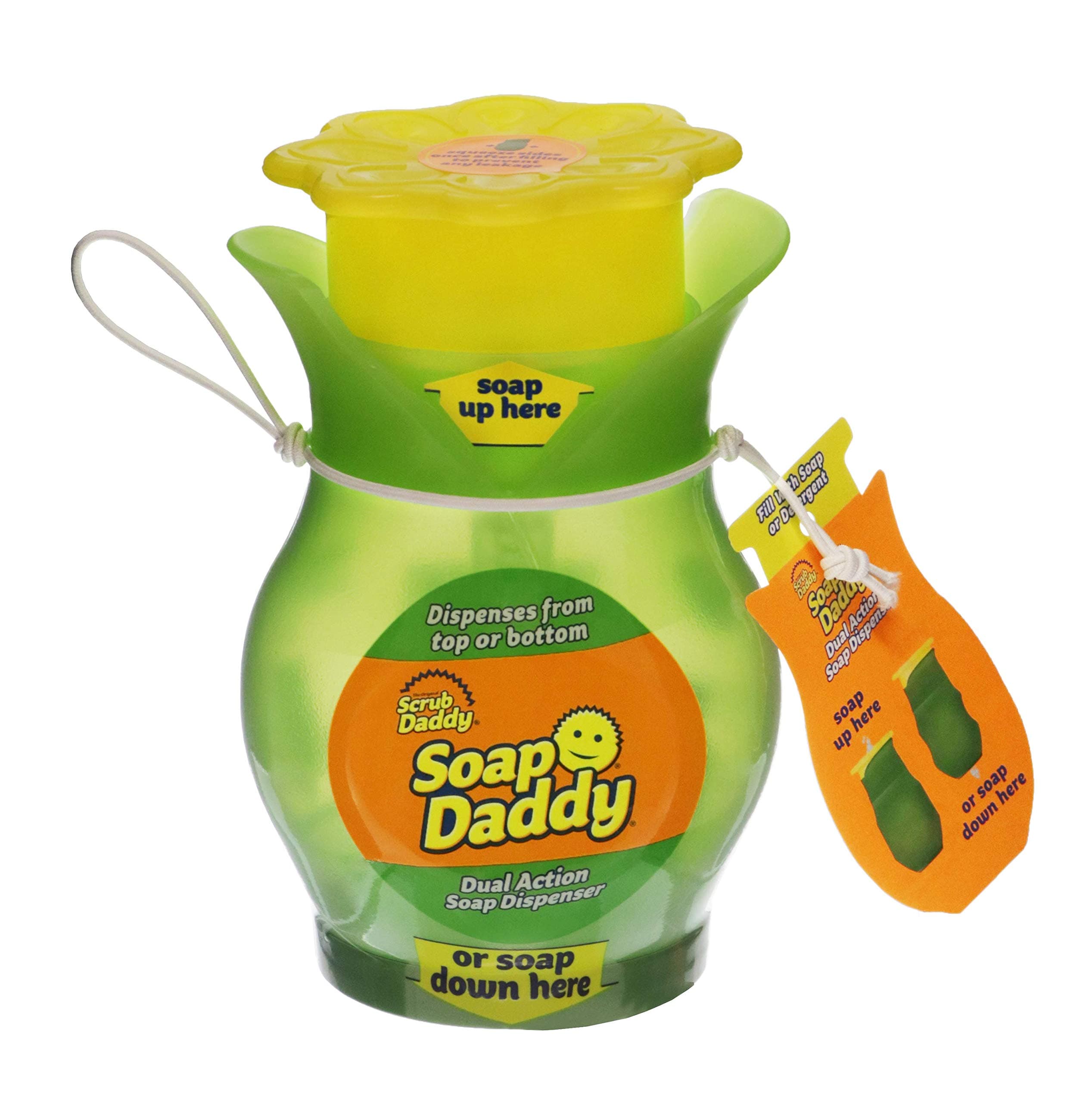 Scrub Daddy, Soap Daddy - Dual Action Soap Dispenser with Easy Grip Squeezable Sides and Built in Pump, Multi-use, Easy to Clean and Refillable - 1ct