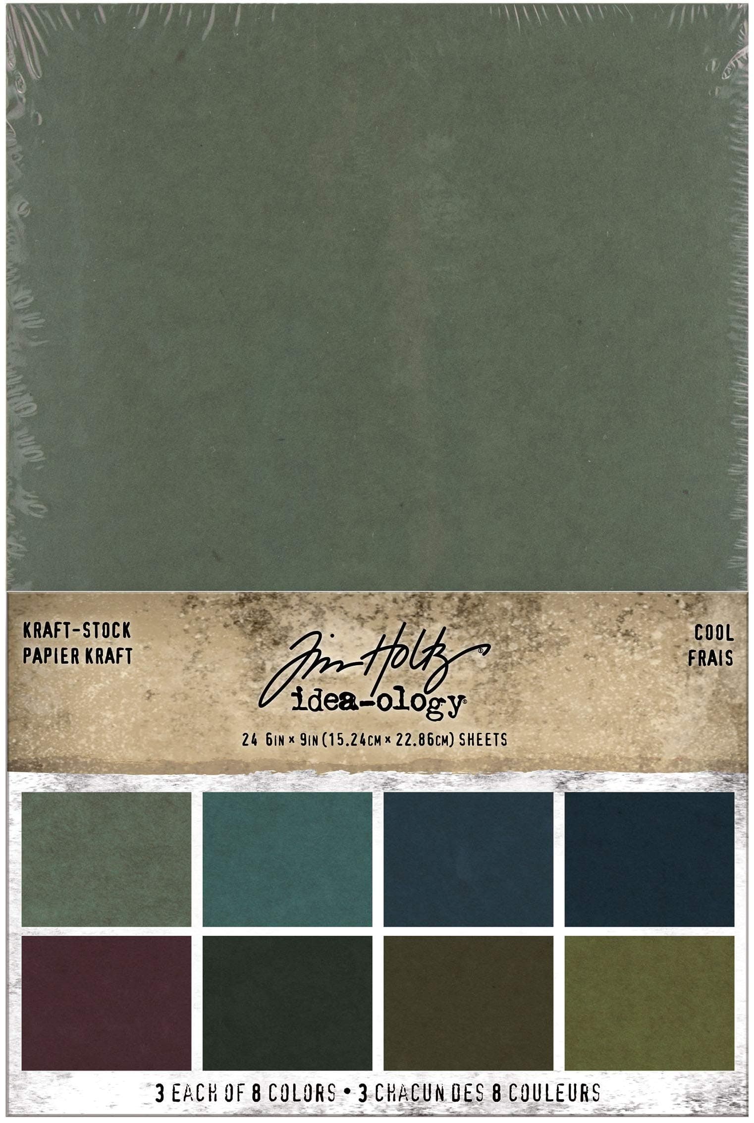 Tim Holtz Advantus Kraft-Stock Stack Craft and Hobby, Cool, 8 Colors/3 Each 24