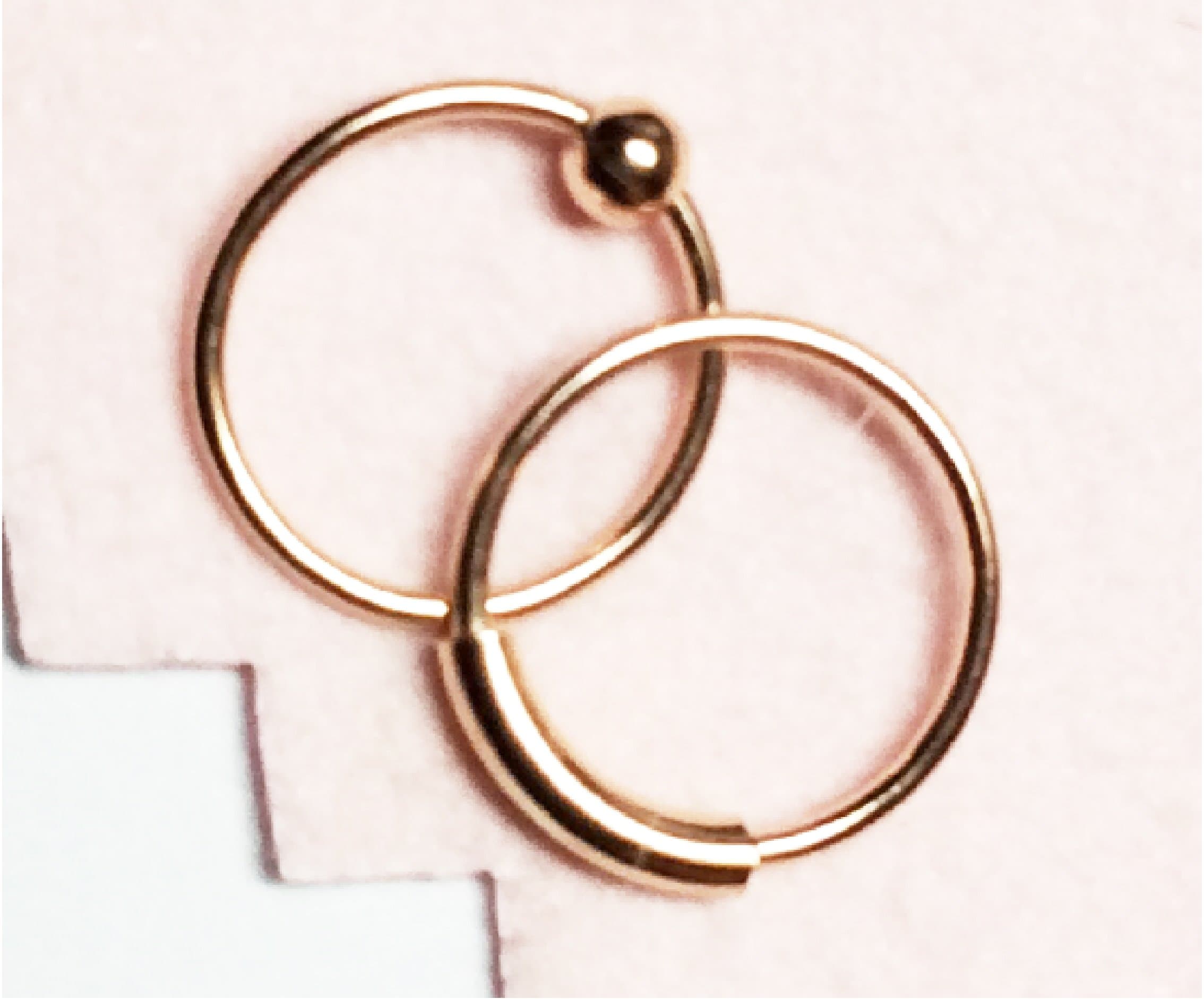 Nose Rings, 8mm Tiny, Rose Gold Over Sterling Silver, Set of Two, Captive Bead and Plain Hoop, Lip,Eyebrow,Body Piercing