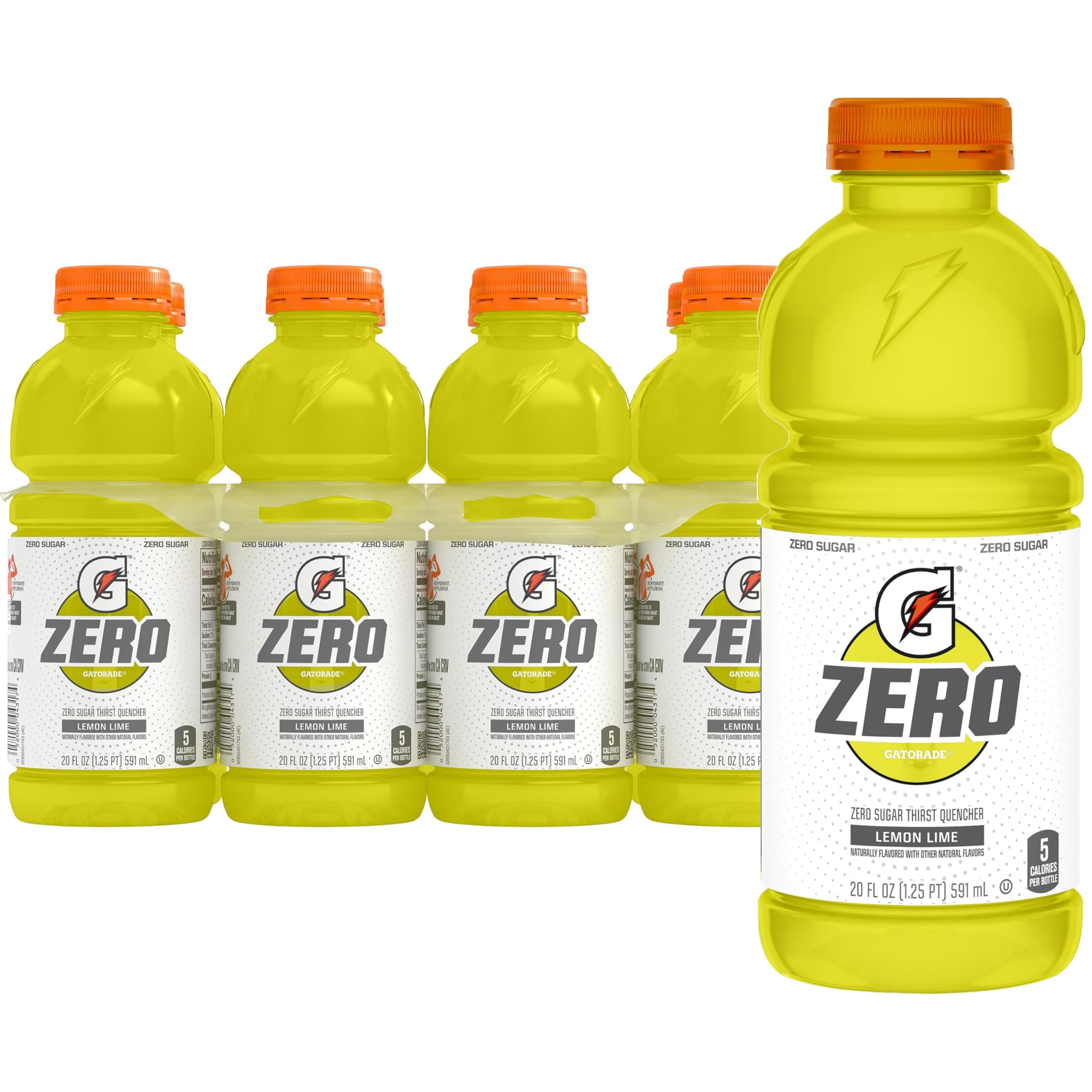 Zero Sugar Thirst Quencher Sports Drinks, Lemon-Lime, 20 Ounce Bottles (Pack of 8)