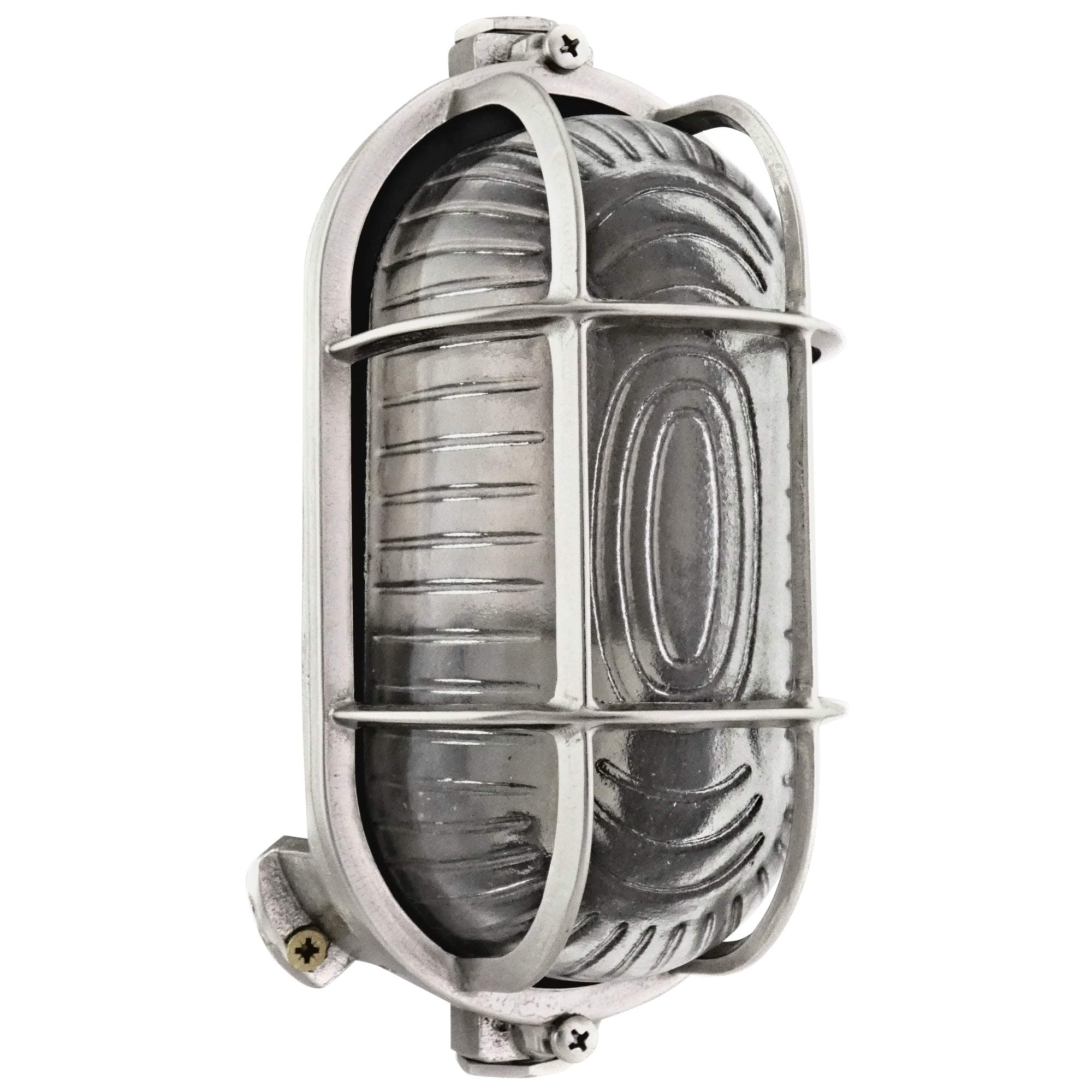 Testudo 25 Oval Runde Schiffslampe schiffsleuchten Gitter lampe aus massivem Messing wasserdichte Licht lampe Nautische Marine Wandlampe Industrielicht Nickel Matte Silber