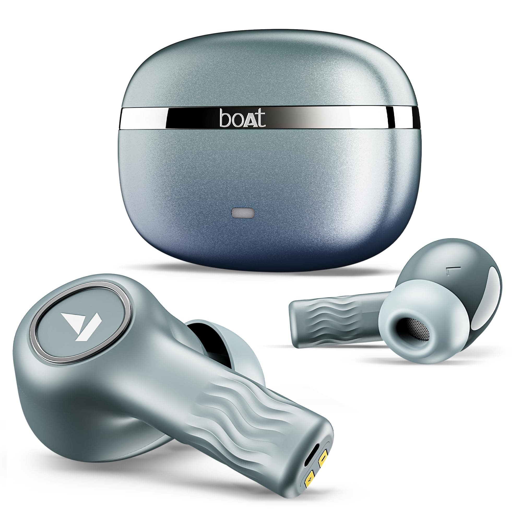 Nirvana Ion ANC, Active Noise Cancellation(~32dB), 120Hrs Battery, App Support, Crystal Bionic Sound, 4Mics ENx, v5.3 Bluetooth Earbuds, TWS Ear Buds Wireless Earphones with mic (Blazing Comet)