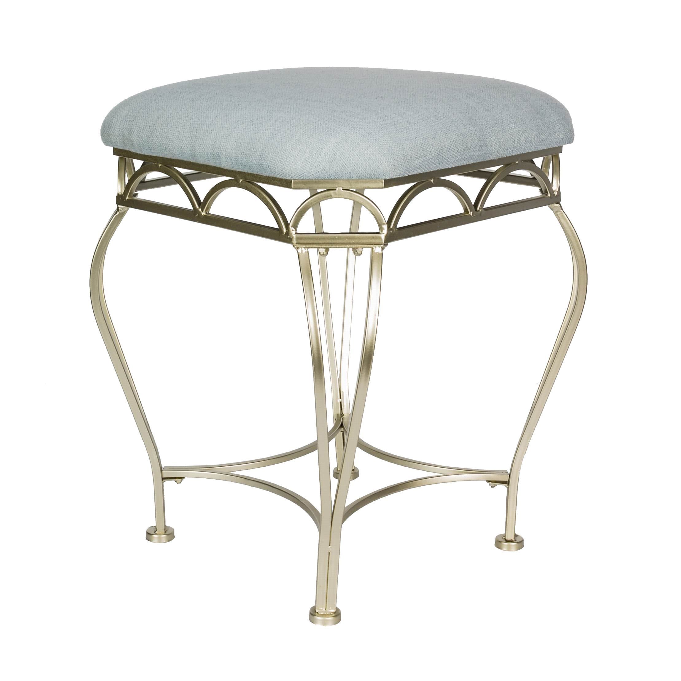 ISOnline Spa Inspired Vanity Stool Calm Blue Pewter Metal Base