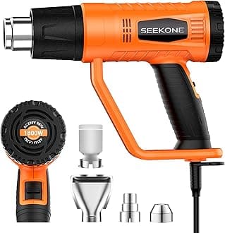 SEEKONE Heat Gun 1800W Heavy Duty Fast Heat Hot Air Gun Kit with 100°F and 1400°F (400℃-600℃) Dual Temperature Settings and 4 Nozzles with Protection Against
