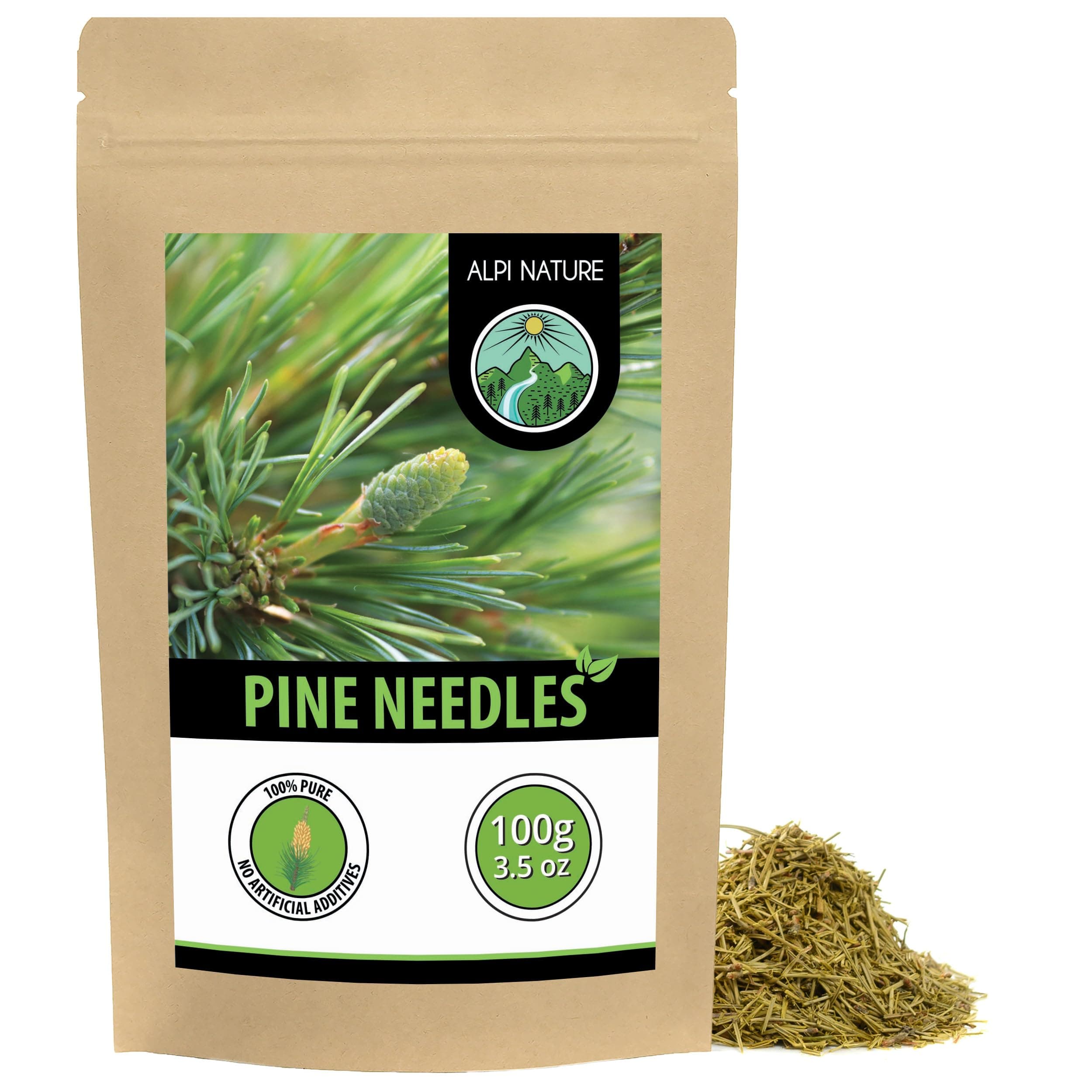 Alpi Nature Pine Needle Tea 100g 3.5 oz, Dried and Cut Pine Needles for Tea Preparation