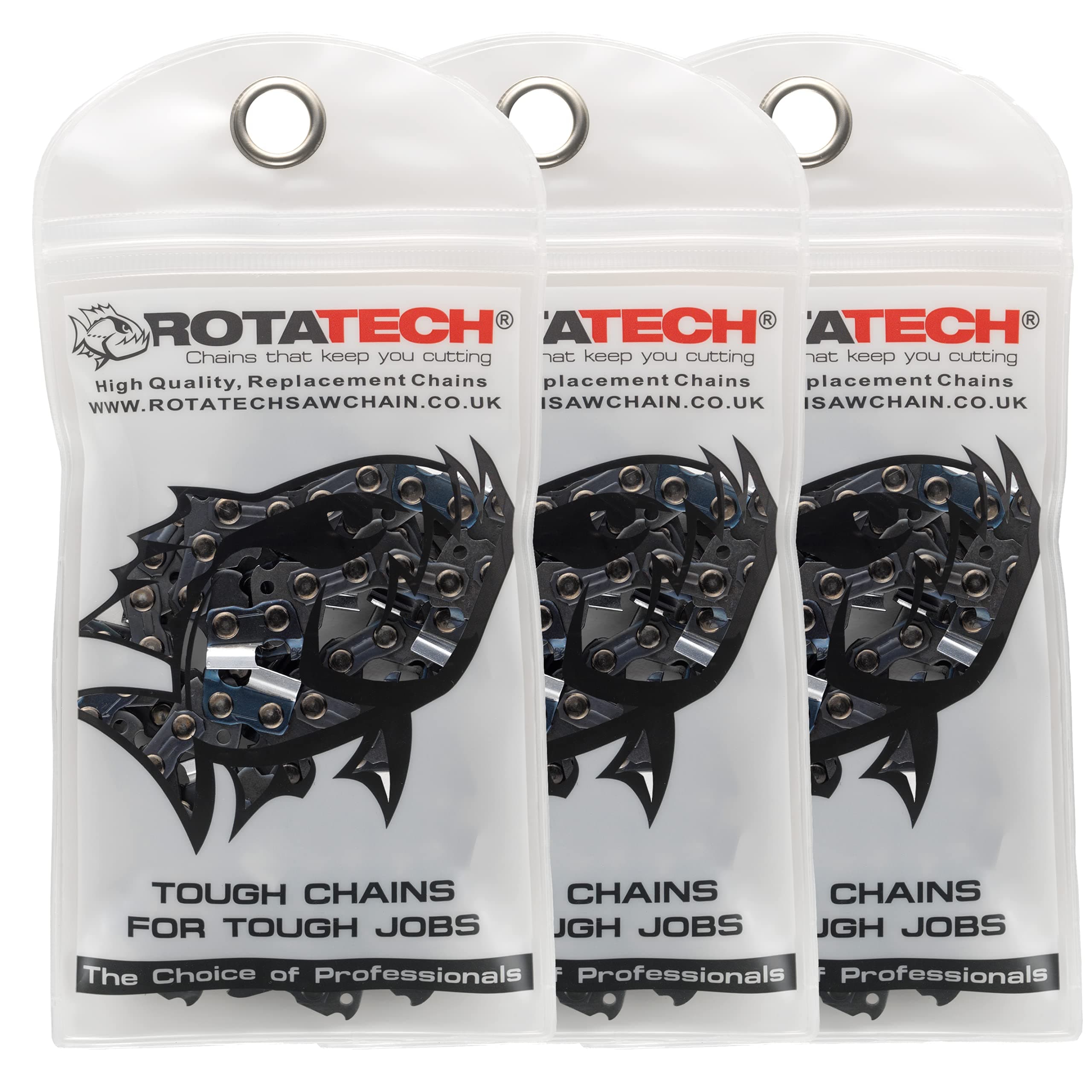 3 X 16 40cm Rotatech Chainsaw Chains. 3/8" LP Pitch, 0.50" Gauge, 57DL Drive Links. Compatible with All Makes and Models Including Black & Decker, Bosch, B&Q, Gardenline, Titan.