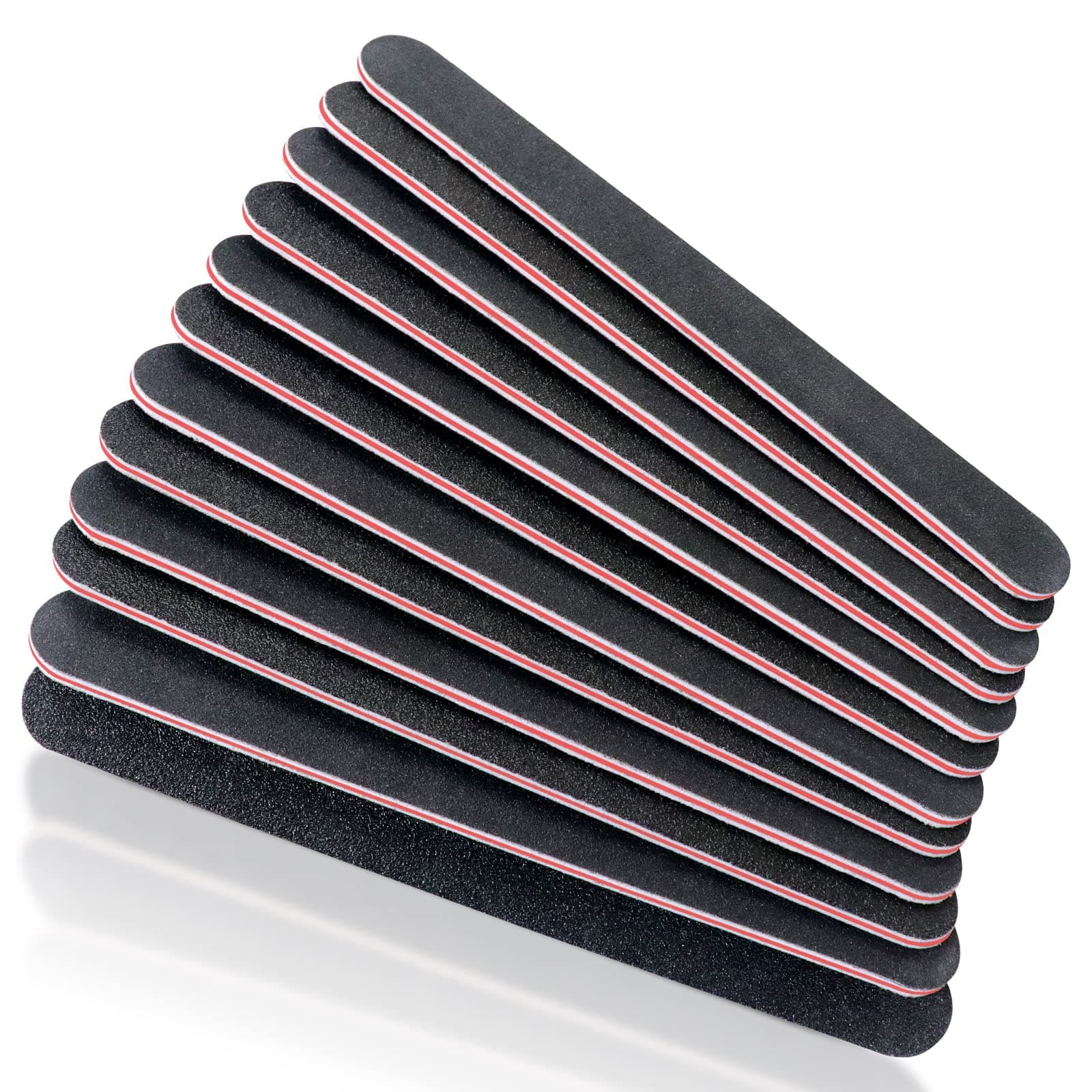Nail File, 12 PCS Emery Board, 100/180 Grit Double Sides Fingernail Files, Professional Emery Boards for Natural, Gel & Acrylic Nails(Black)