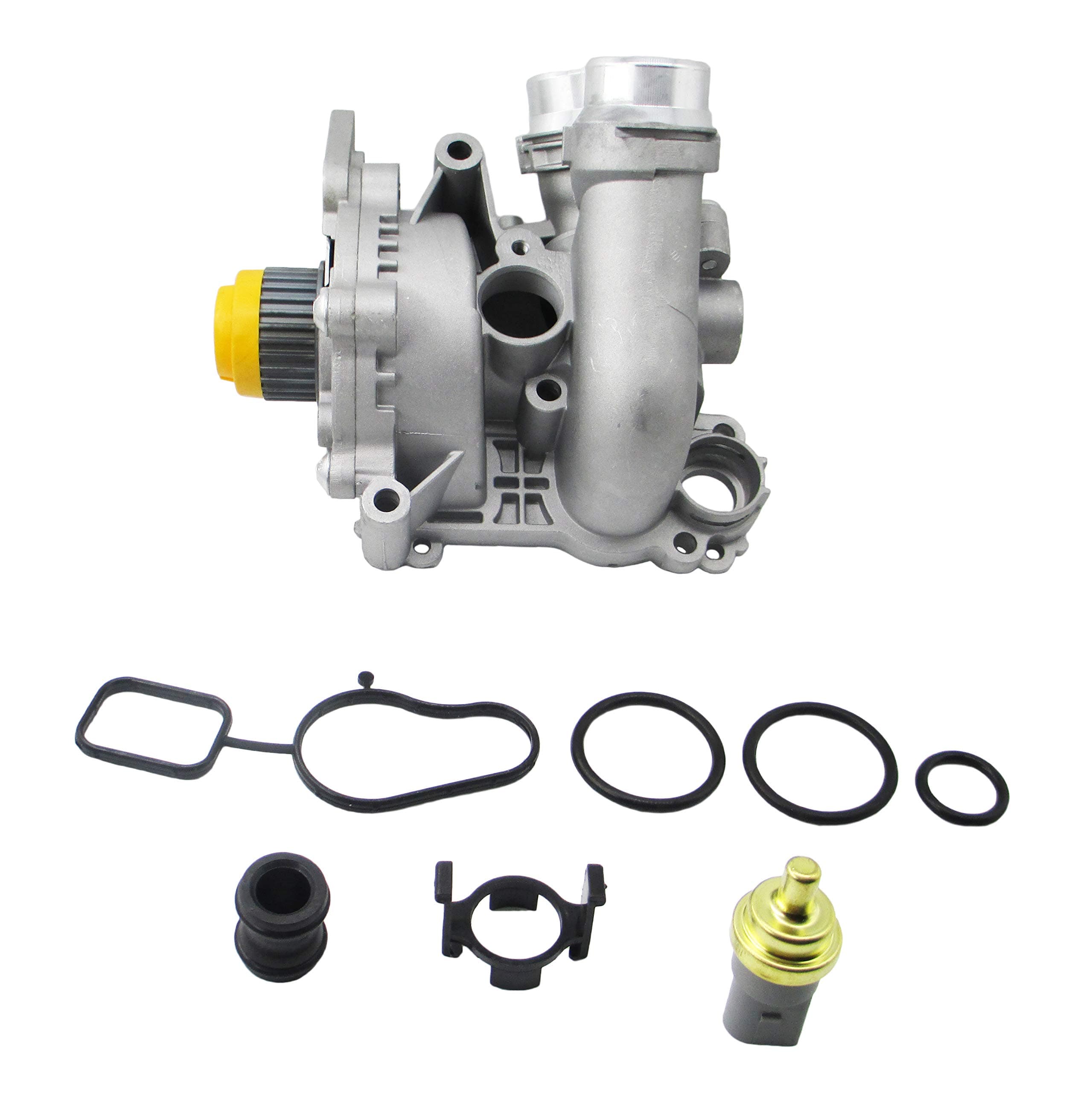 Aluminum Water Pump + Sensor + Union for A4 TT GTI Jetta Passat Tiguan 2.0T