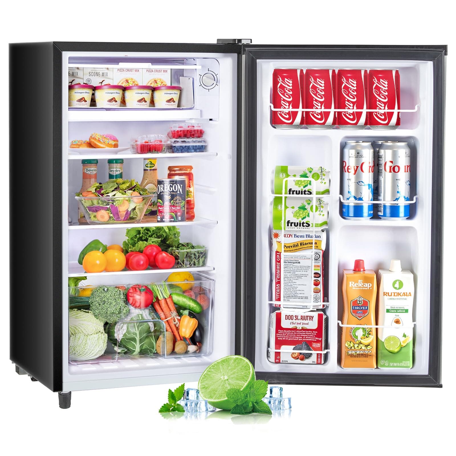 Mini Fridge for Bedroom, 3.2 Cu.Ft Small Refrigerator with Freezer for Dorm Office, Compact Single Door Adjustable Thermostat Low Noise, 17.5"D x 17.7"W x 31.5"H
