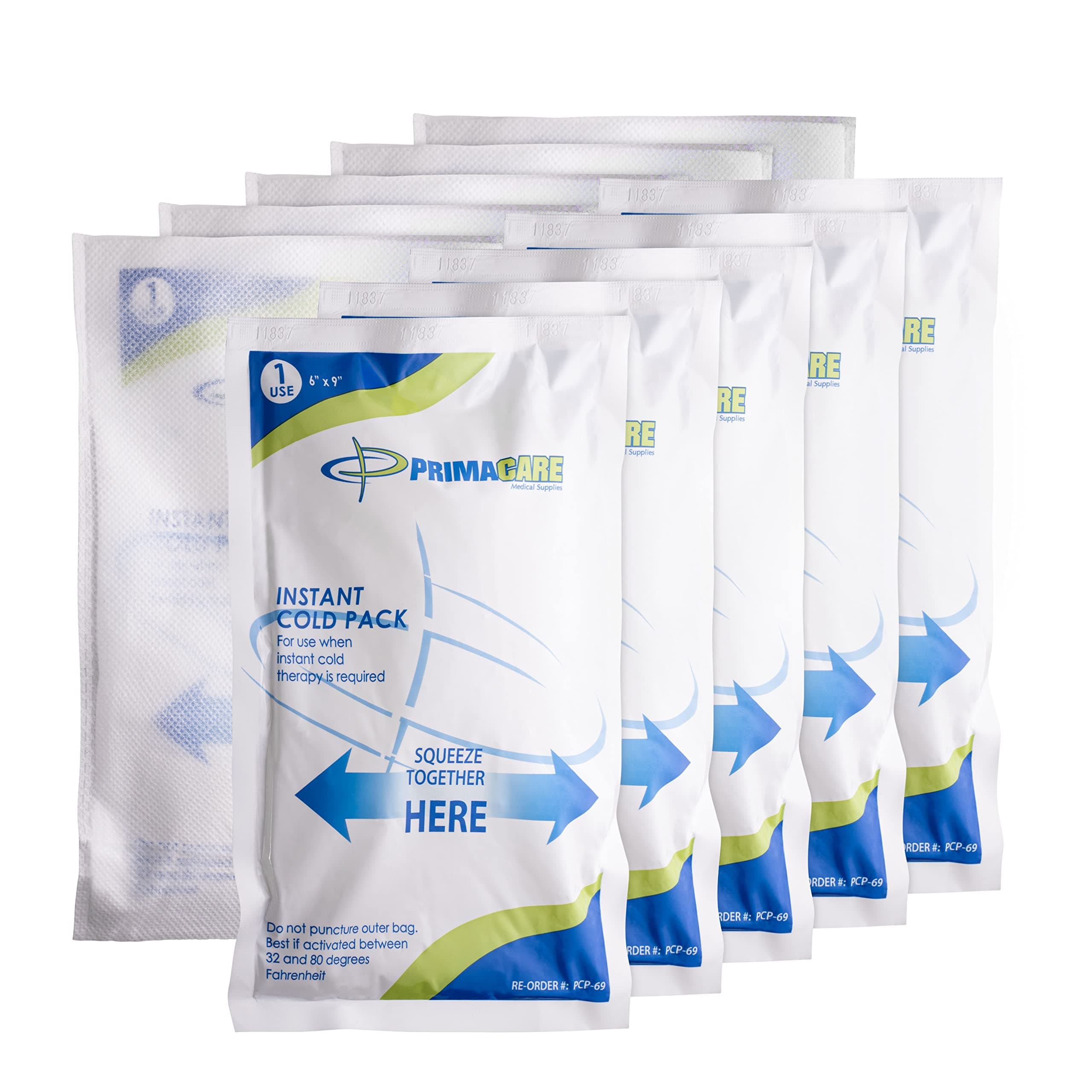 Primacare PCP-69 Instant Cold Packs (6” x 9”) – 24 Disposable Ice Packs with Non-Woven Covers for Pain Relief, Swelling, Inflammation, Sprains, Toothaches, First Aid, for Athletes & Outdoor Activities