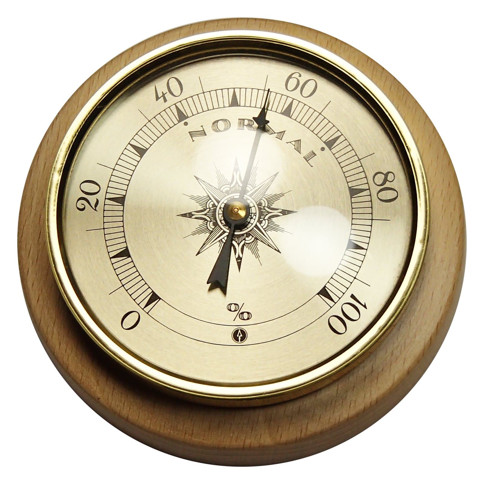 Analog Hygrometer Humidity Gauge in 3.5 inch Solid Oak Woodring