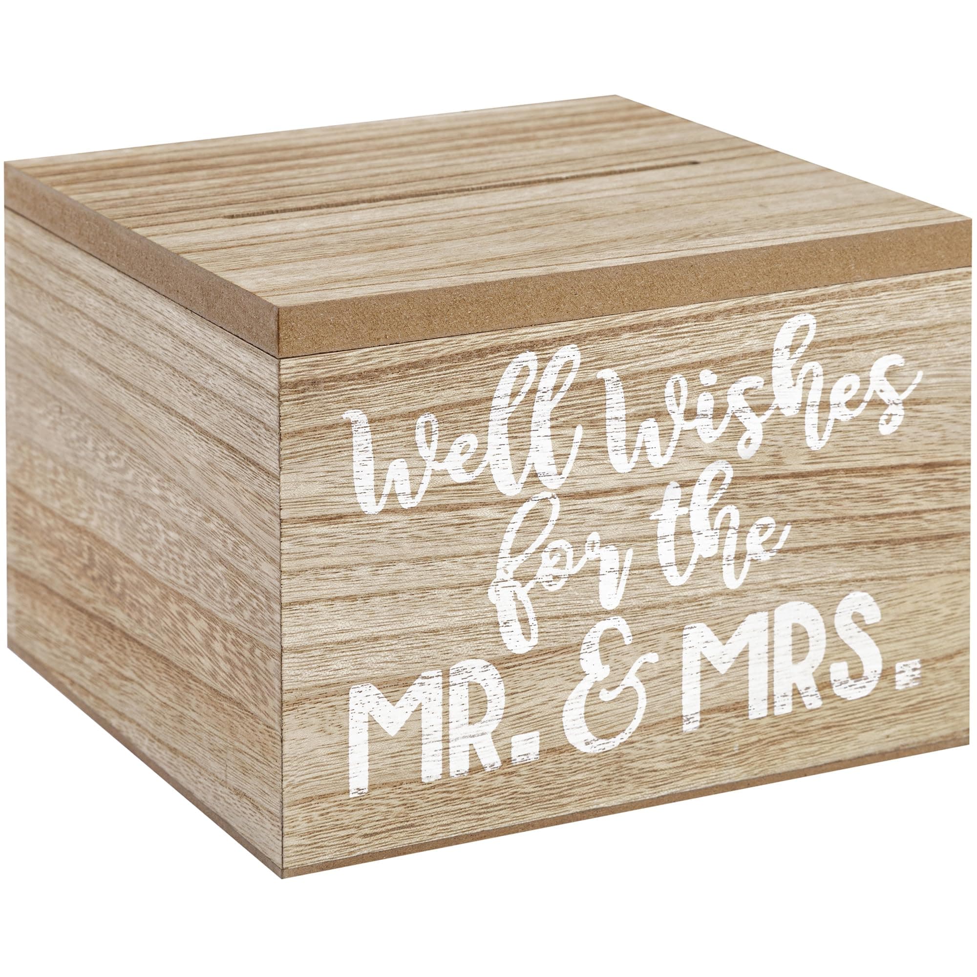 Wooden Wedding Card Box for Reception - Rustic Holder with Hinged Lid for Money, Envelopes, Gift Cards, Shower Cards, Anniversary Cards - Decorative Collection Box for Wedding Ceremony - 7,5х 7,5х 5,5