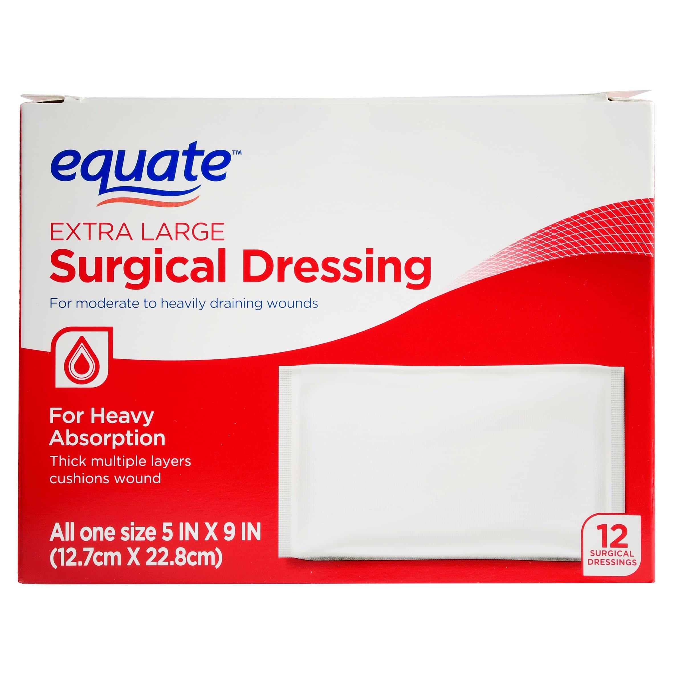 Equate Surgical Dressing, XL, 5"x9", 12 Ct