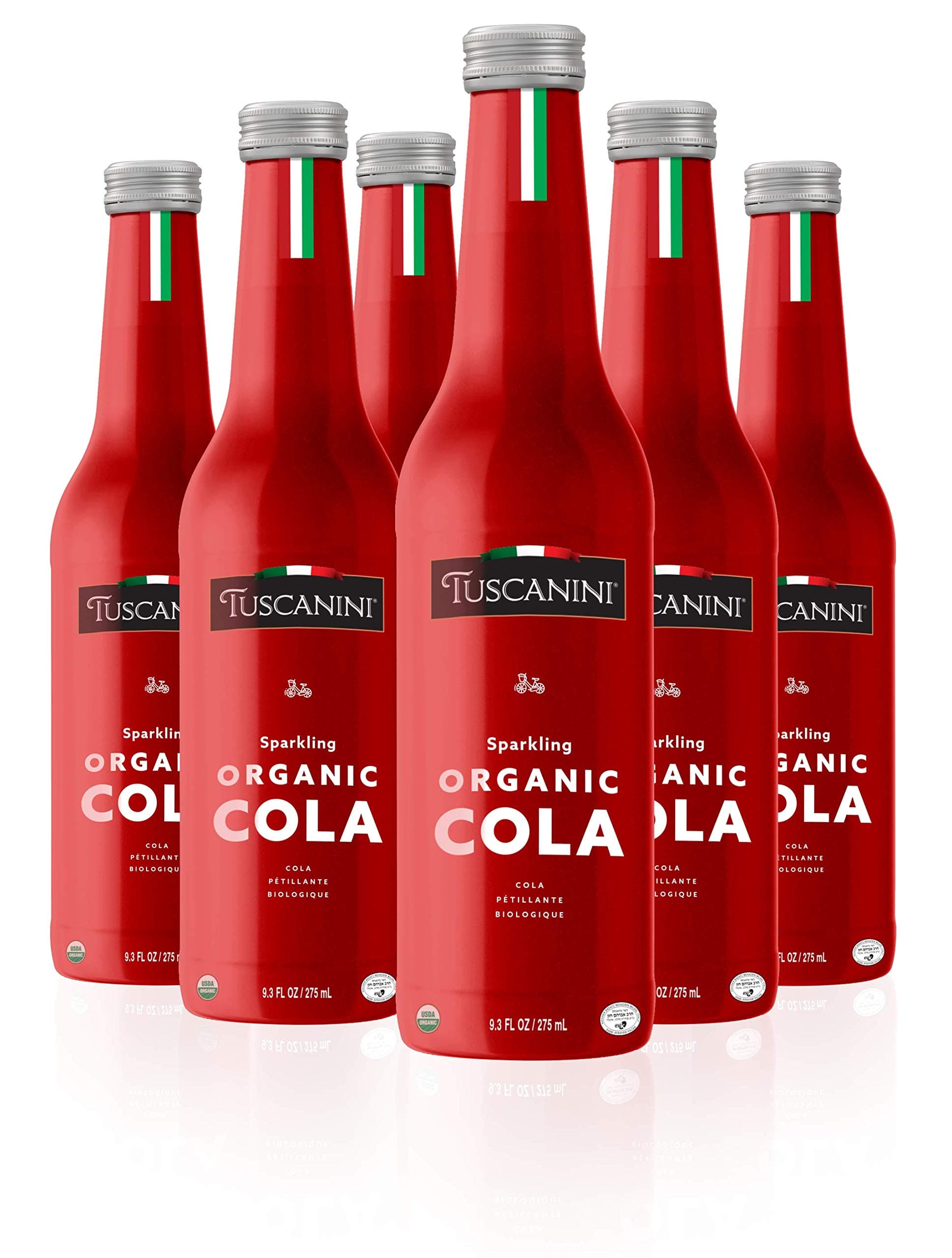 Tuscanini Authentic Organic Cola Soda 9.3oz (6 Pack) Naturally Caffeine Free, Elegant Glass Bottle, Great Tasting, Chemical Free