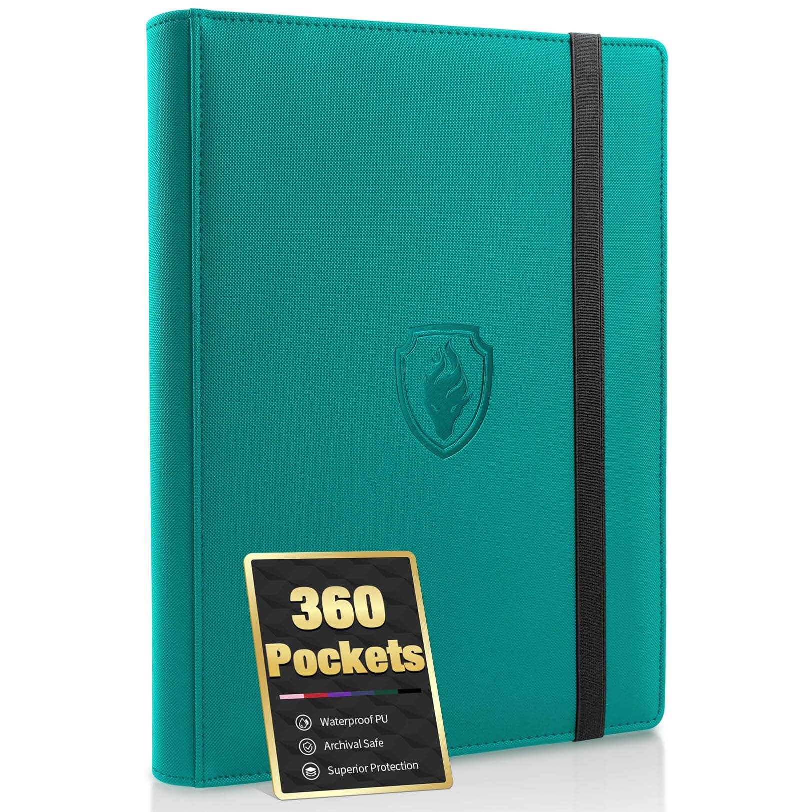Premium 9 Pocket Card Binder for 360 Cards, Fabmaker PU Cover Trading Card Binder, Sturdy Card Collection Album, Sleek Card Holder Folders for Game Cards & Sports Cards, Turquoise