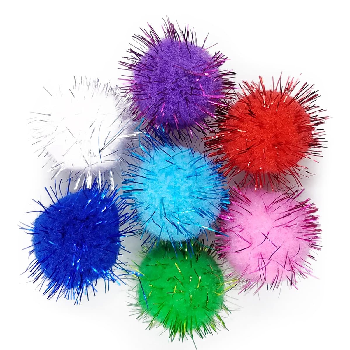 Assorted Sparkle Glitter Pom Poms Balls for Arts Craft DIY Accessories(1.18 Inch,30mm- 100 Pack)