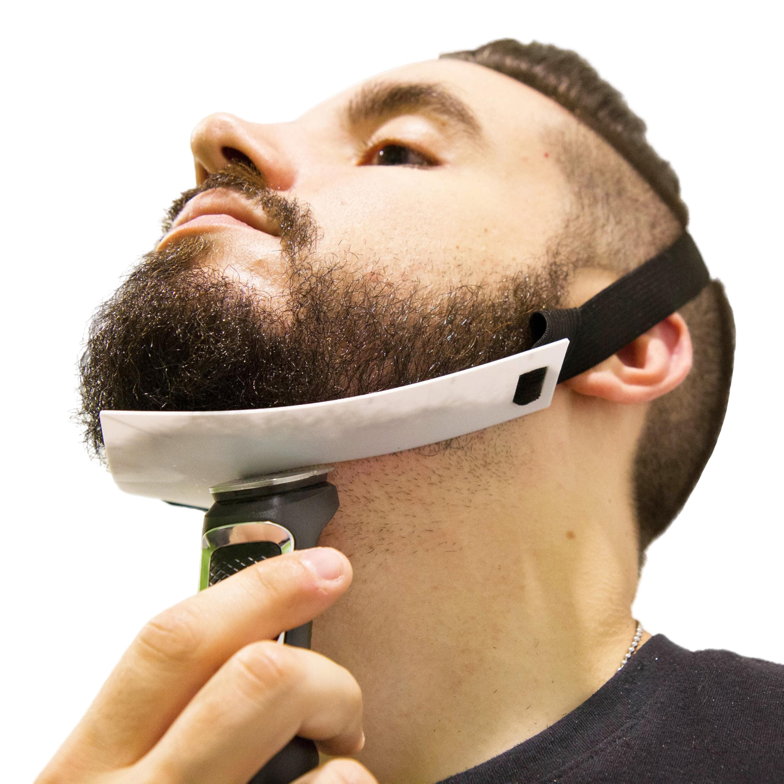 Aberlite US Patent Neckline Guide Hands-Free and Flexible Beard Shaper Lineup Stencil Kit (White)