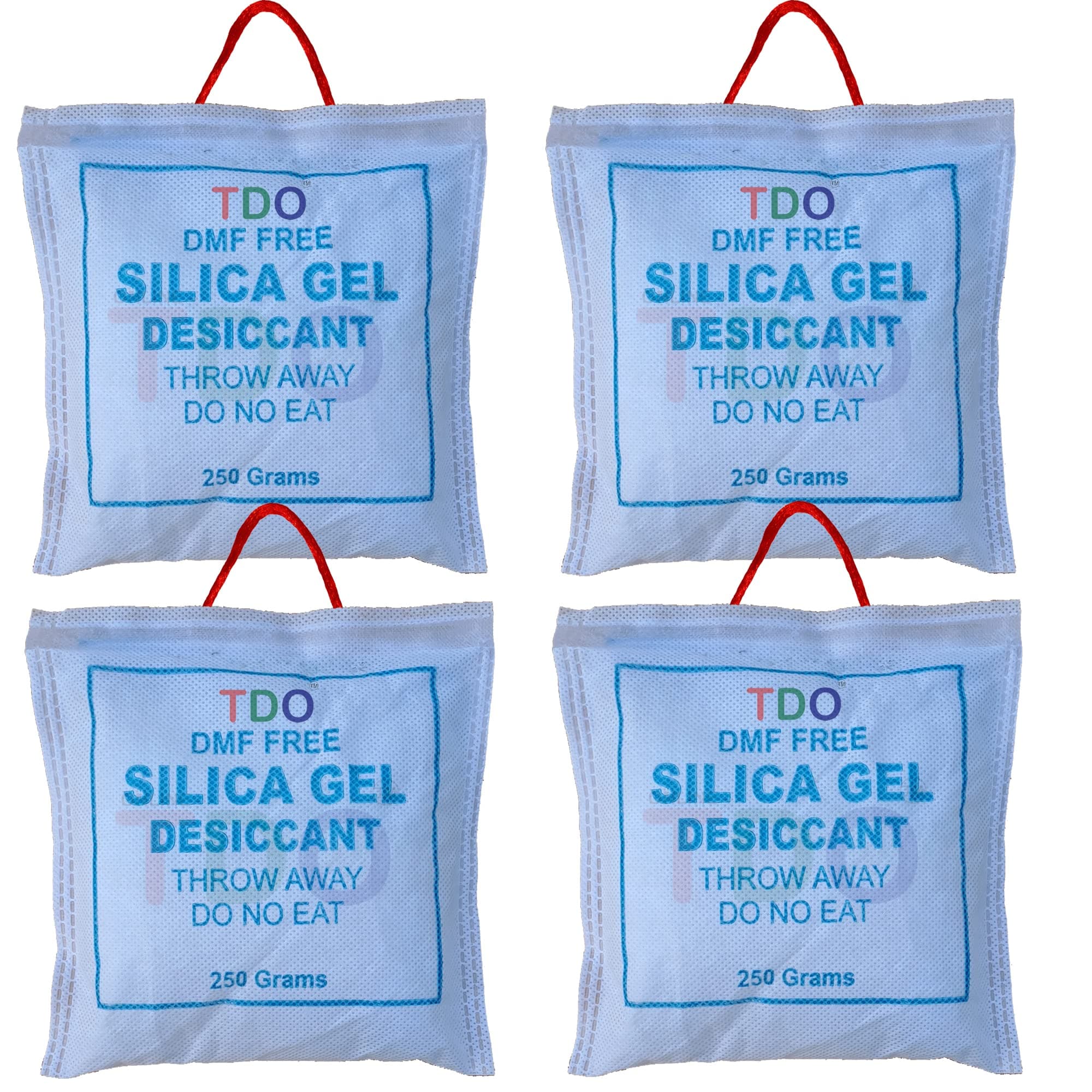 TDO Silica Gel 250 Gm Pouch 4 Pcs Pack Moisture absorbents Dehumidifier Silica Gel Bags for Moisture, Room, Cupboard, Kitchen, Shoe,Wardrobe,Car,Camera, LensesEtc...