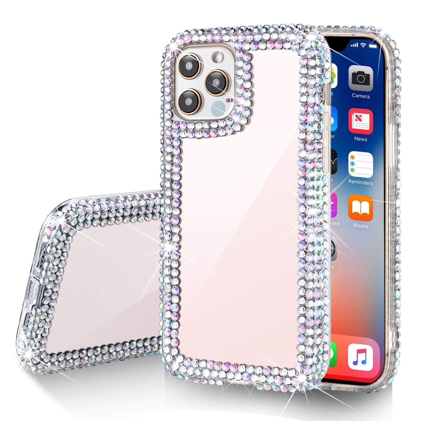Gdrtwwh Bling Protective Case Cover Compatible with iPhone 12 Case,Compatible with iPhone 12 Pro Case,Handmade Diamond Luxury Sparkle Rhinestones Case for Women(6.1")
