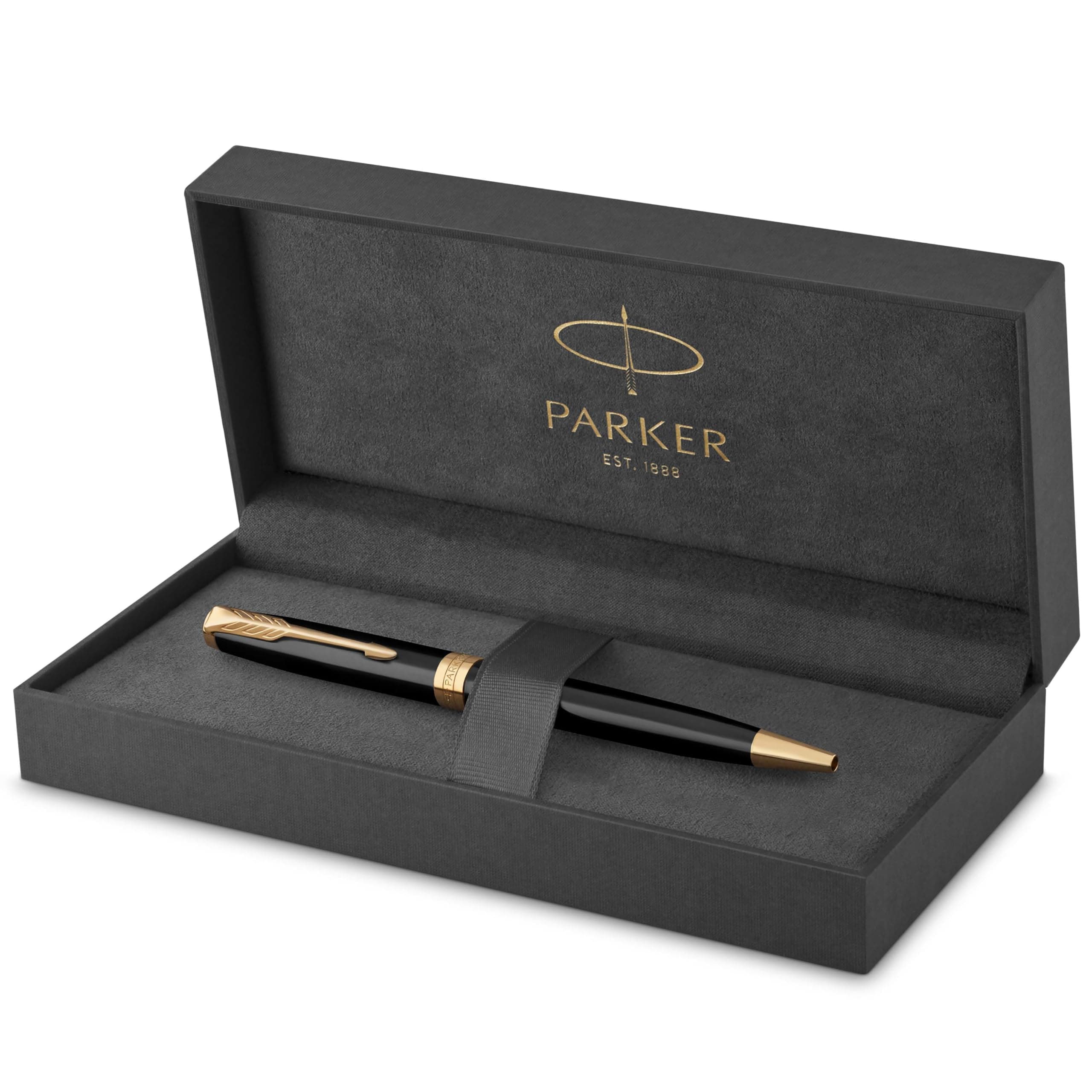 Parker Sonnet Ballpoint Pen, Black Lacquer with Gold Trim, Medium Point Black Ink (1931497)