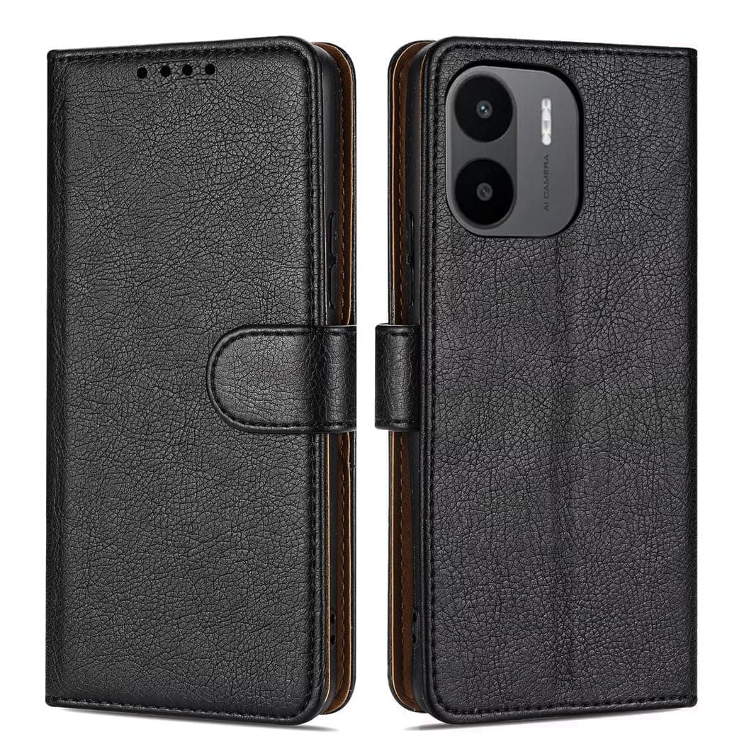 GAPlus PU Leather Flip Cover Wallet Case For Xiaomi Redmi A2 Card Holder Magnetic Kickstand Black