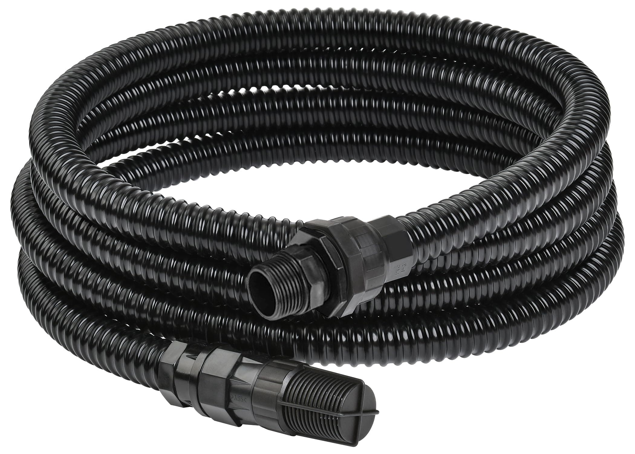 VEATON 4m Suction Hose Kit, Including Non-Return Valve and Compatible to G1, G1-1/4 Thread Corrugated Pipe 4m Long, Water Inlet Hose Set, Aspiration Hose for Garden Booster Pressure Pump