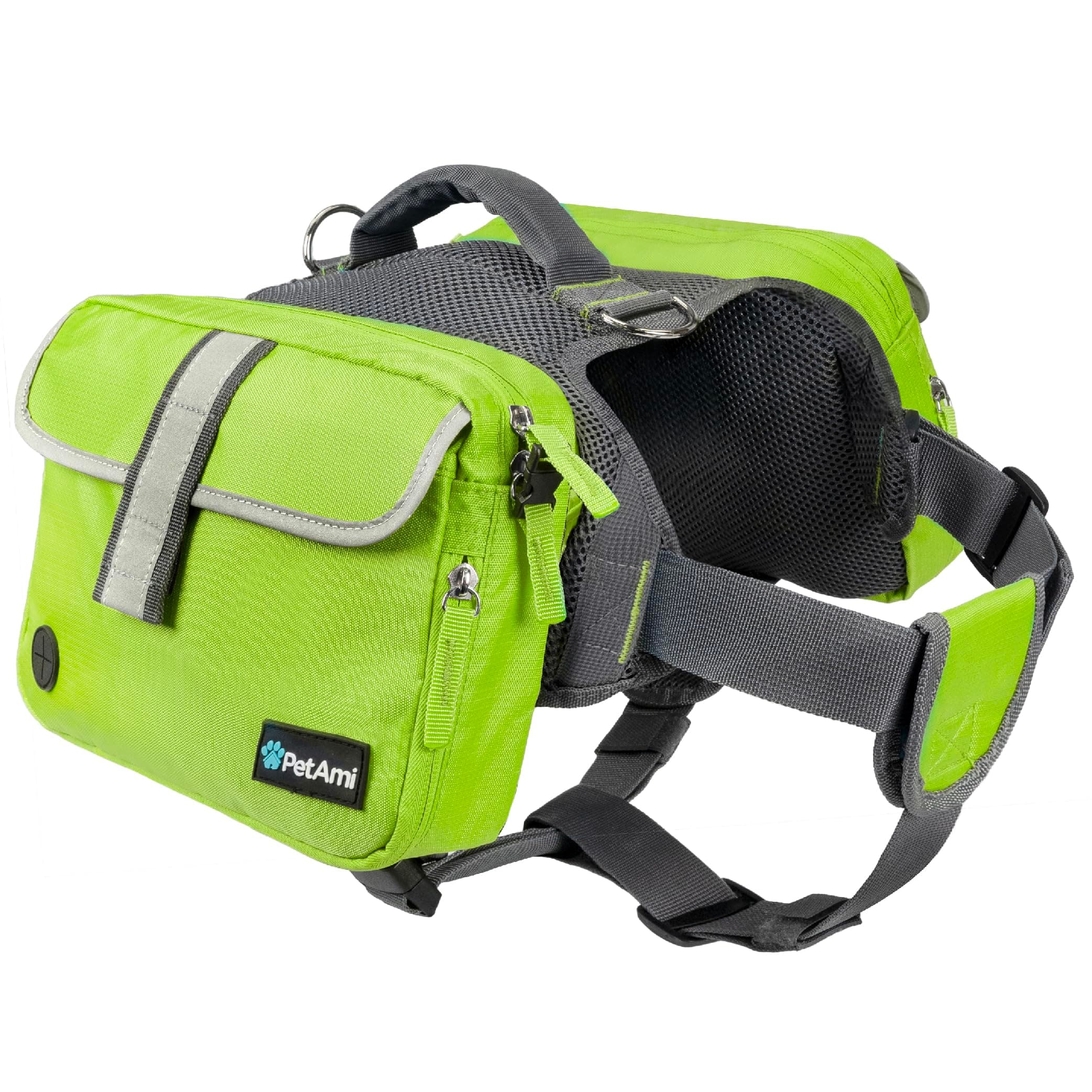 PetAmi Dog Backpack for Medium Large Dogs, Dog Saddle Bag for Dogs to Wear, Harness Saddlebag with Reflective Safety Side Pockets for Hiking, Camping, Vest Dog Pack for Travel (Green, Large)
