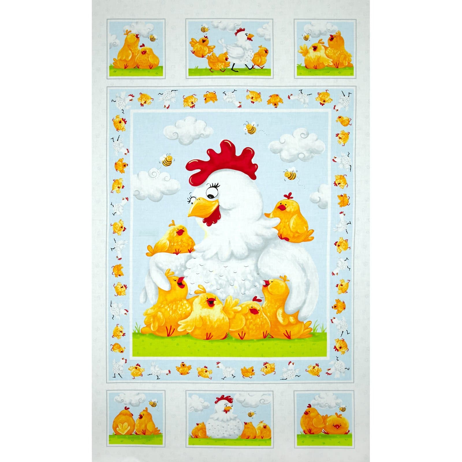 Susybee Pippa & Chicks 24 In. Pippa Quilt Panel Wh