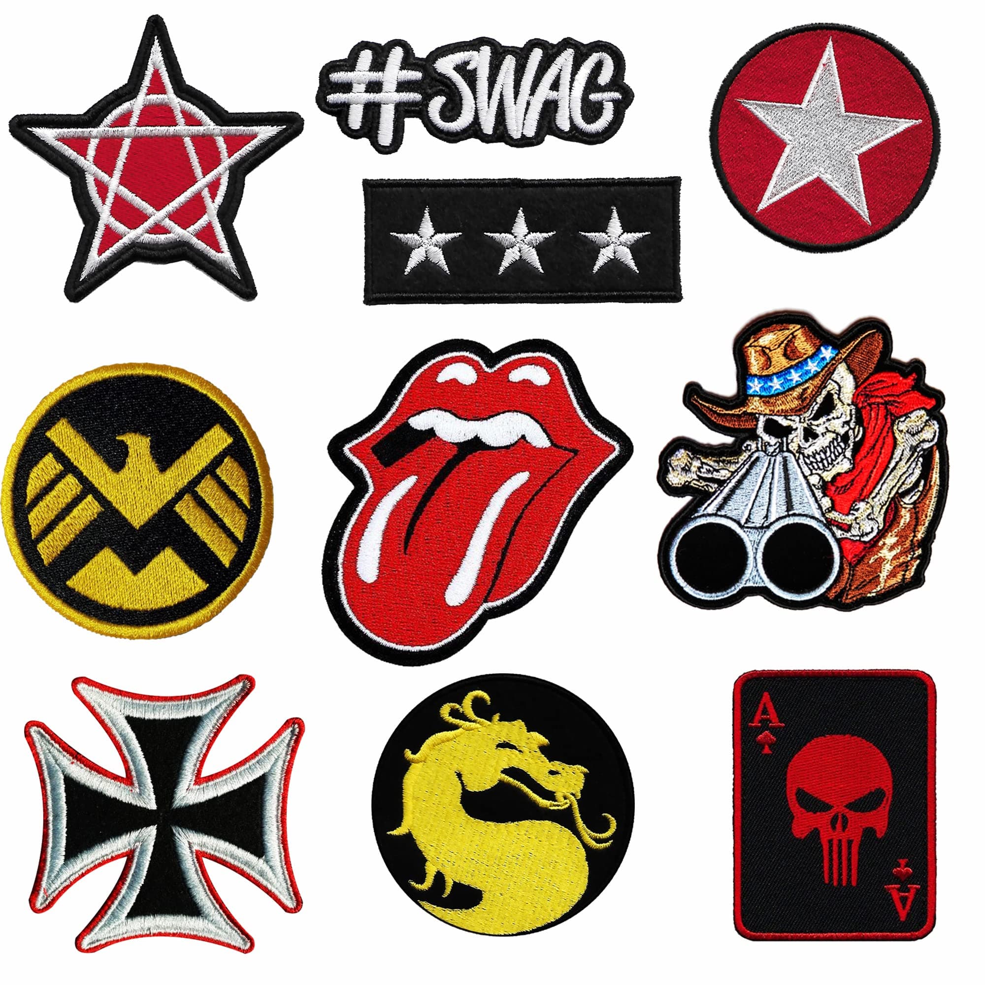 Motohog Unique Embroidered Iron & Sew on Patch Combo (Set 7)