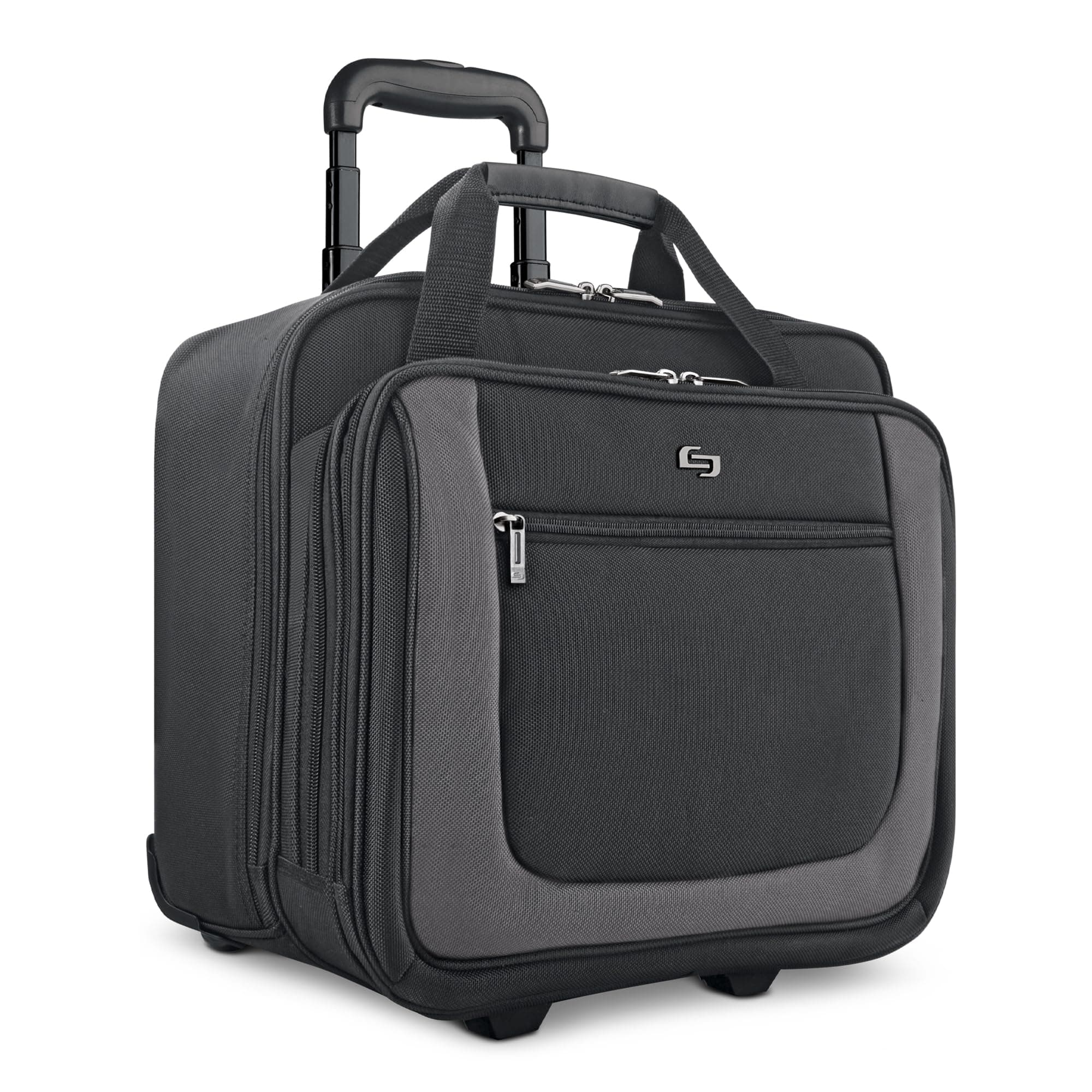 Solo New York Rolling Case with Wheels - Roller Laptop Bag, Wheeled Briefcase for Women & Men, Carry On Size for Travel, Fits 17.3" Computer - Bryant, Black & Grey