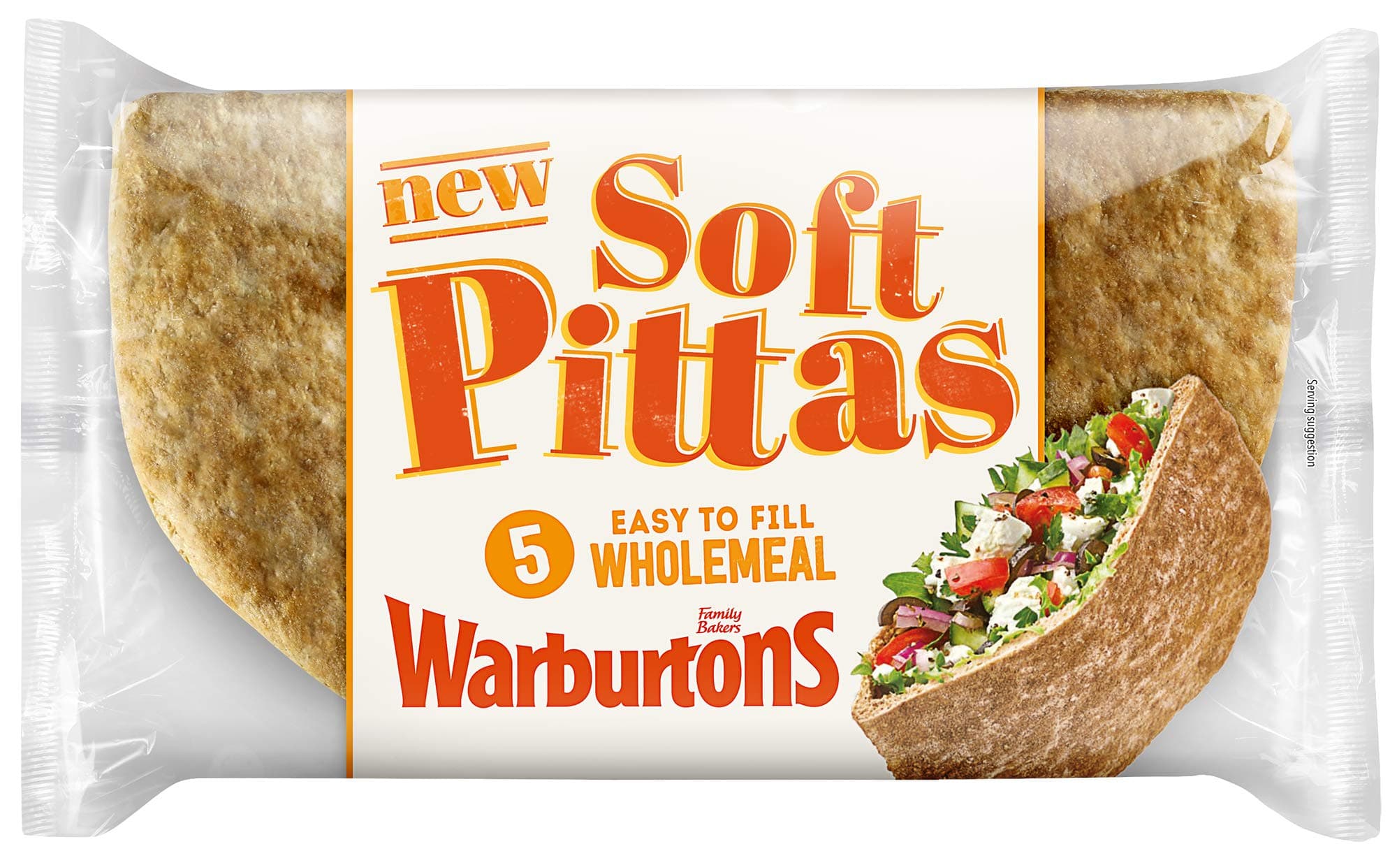 Warburtons Wholemeal Soft Pittas, Pack of 5