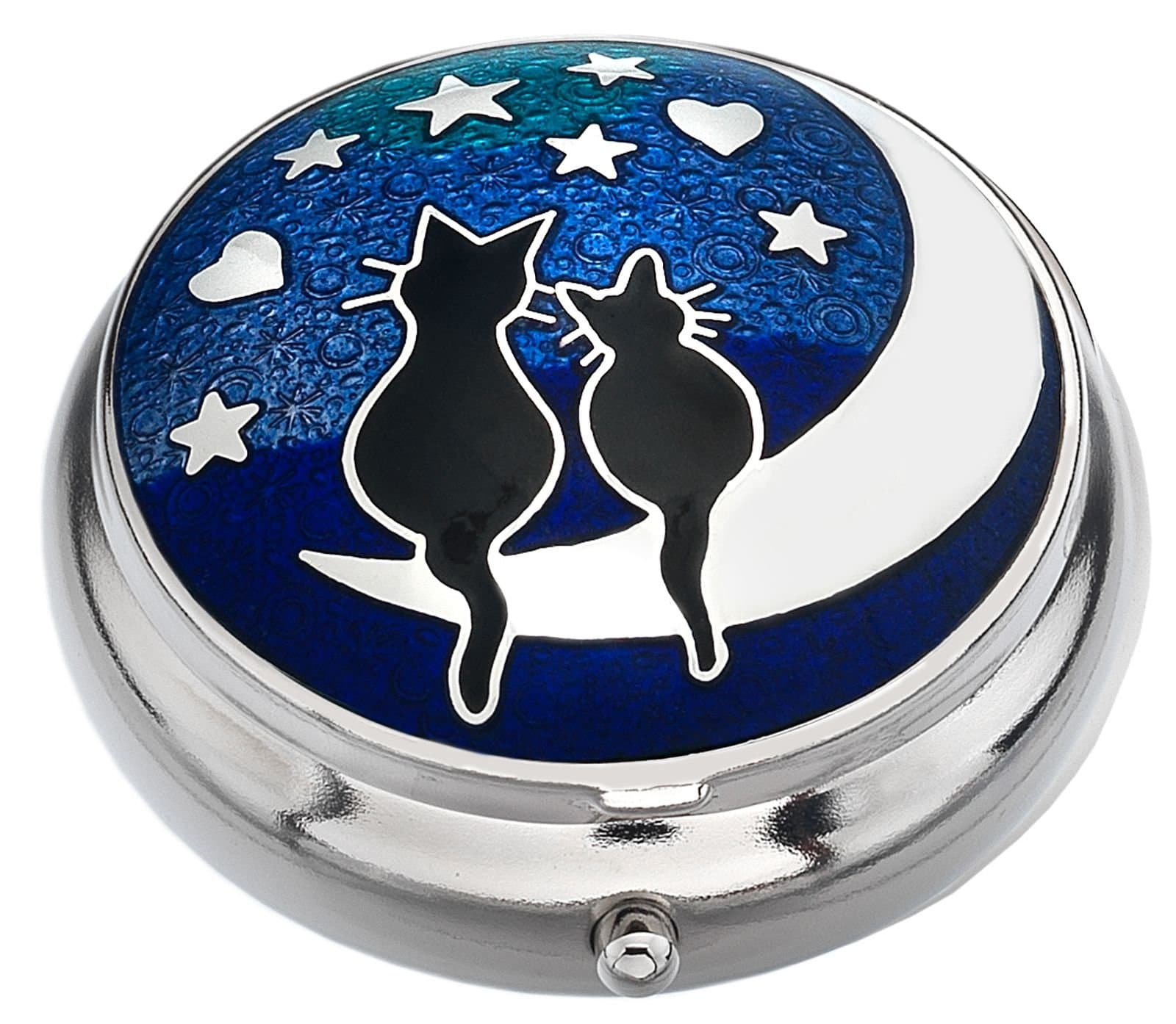 presented by Celtic Glass Designs Pill Box in a Cats on Moon Design.