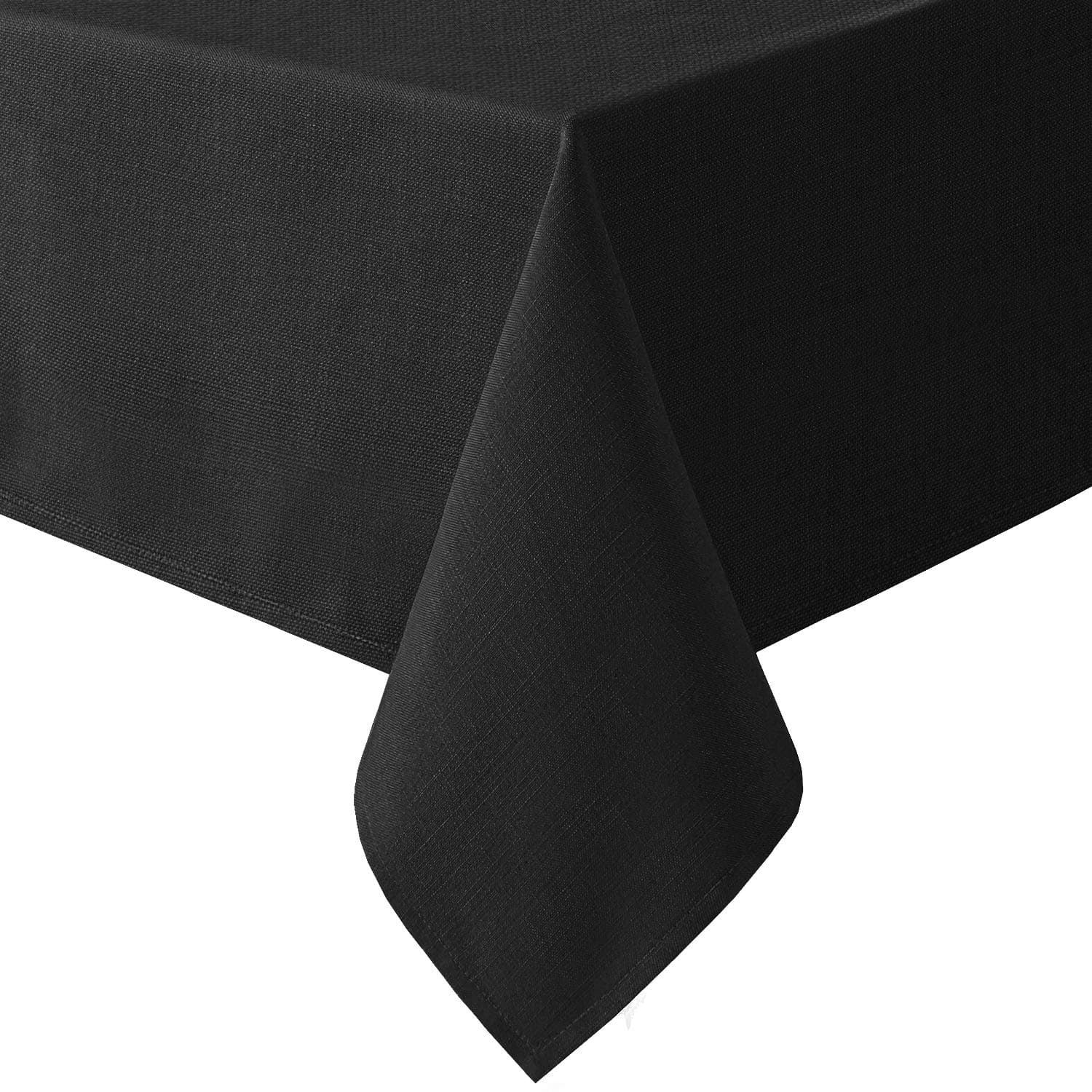 H.VERSAILTEX Linen Textured Table Cloths 60 x 60 Inch Premium Solid Tablecloth Spill-Proof Waterproof Table Cover for Dining Buffet Feature Extra Soft and Thick Fabric Wrinkle Free, Black