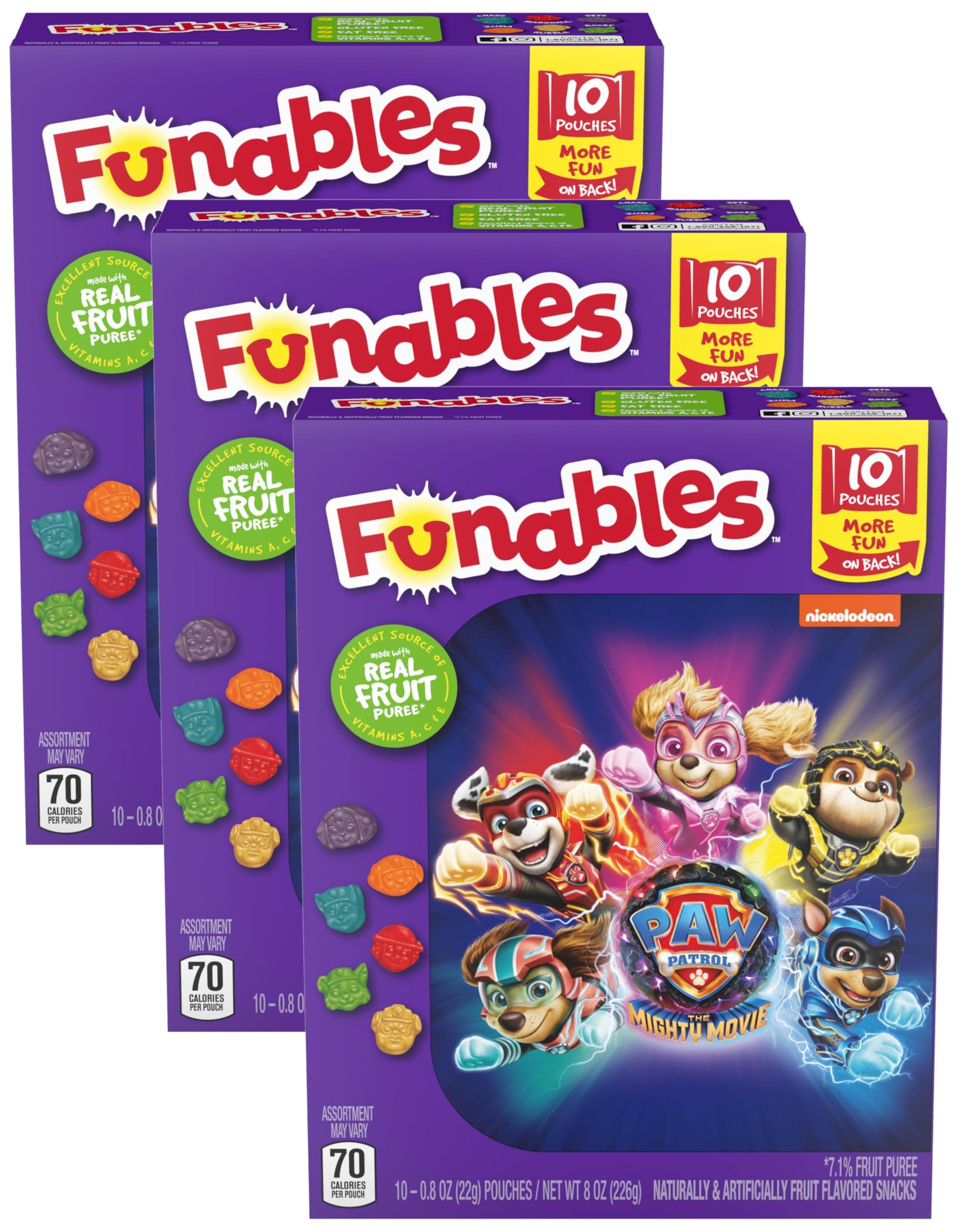 Fruity Snacks, PAW Patrol, Assorted Fruit, Flavored Snacks, 0.8 oz 10 ct (Pack of 3)