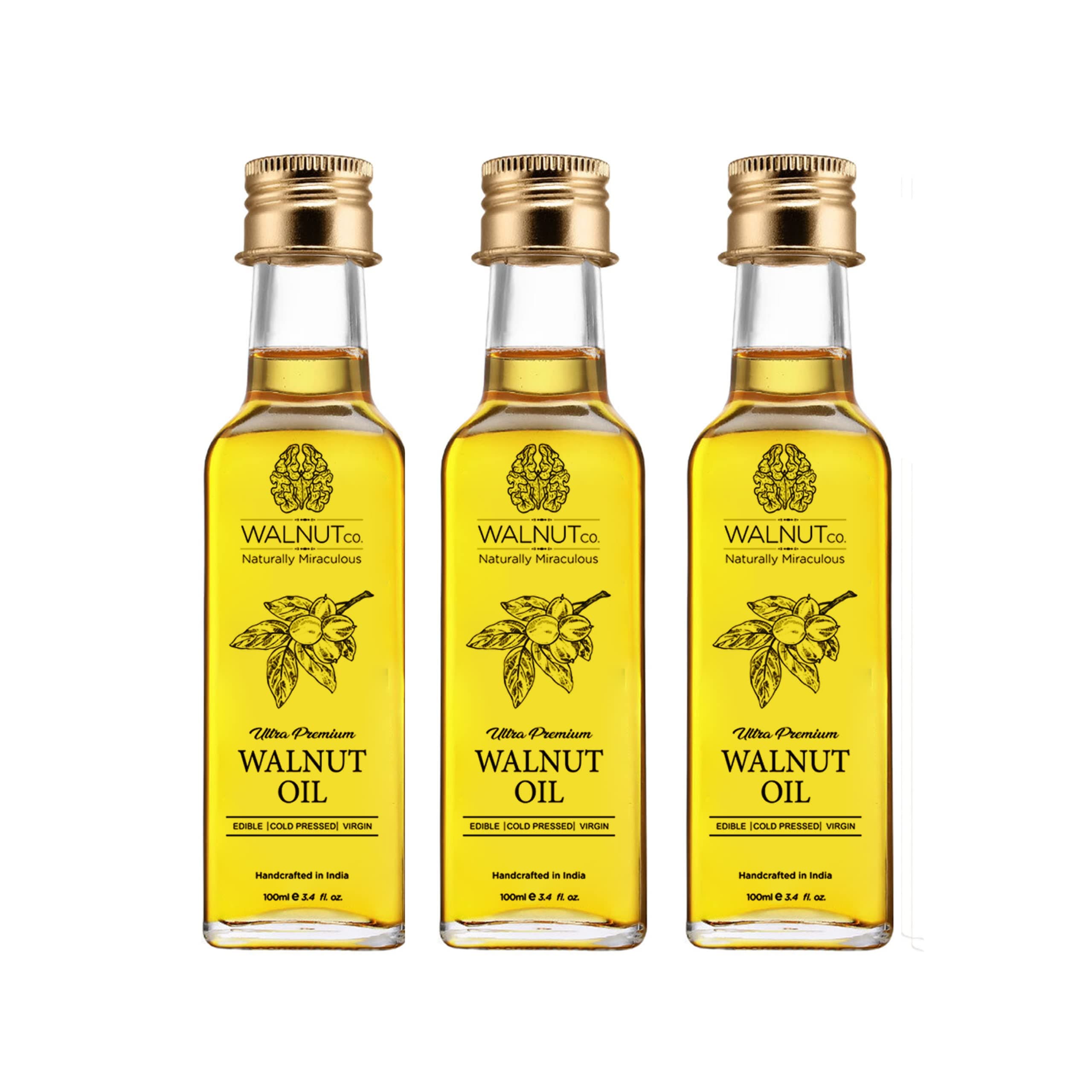 WALNUT co - 100% Pure Cold Pressed Premium Edible Walnut Oil 100ml (Pack of 2)