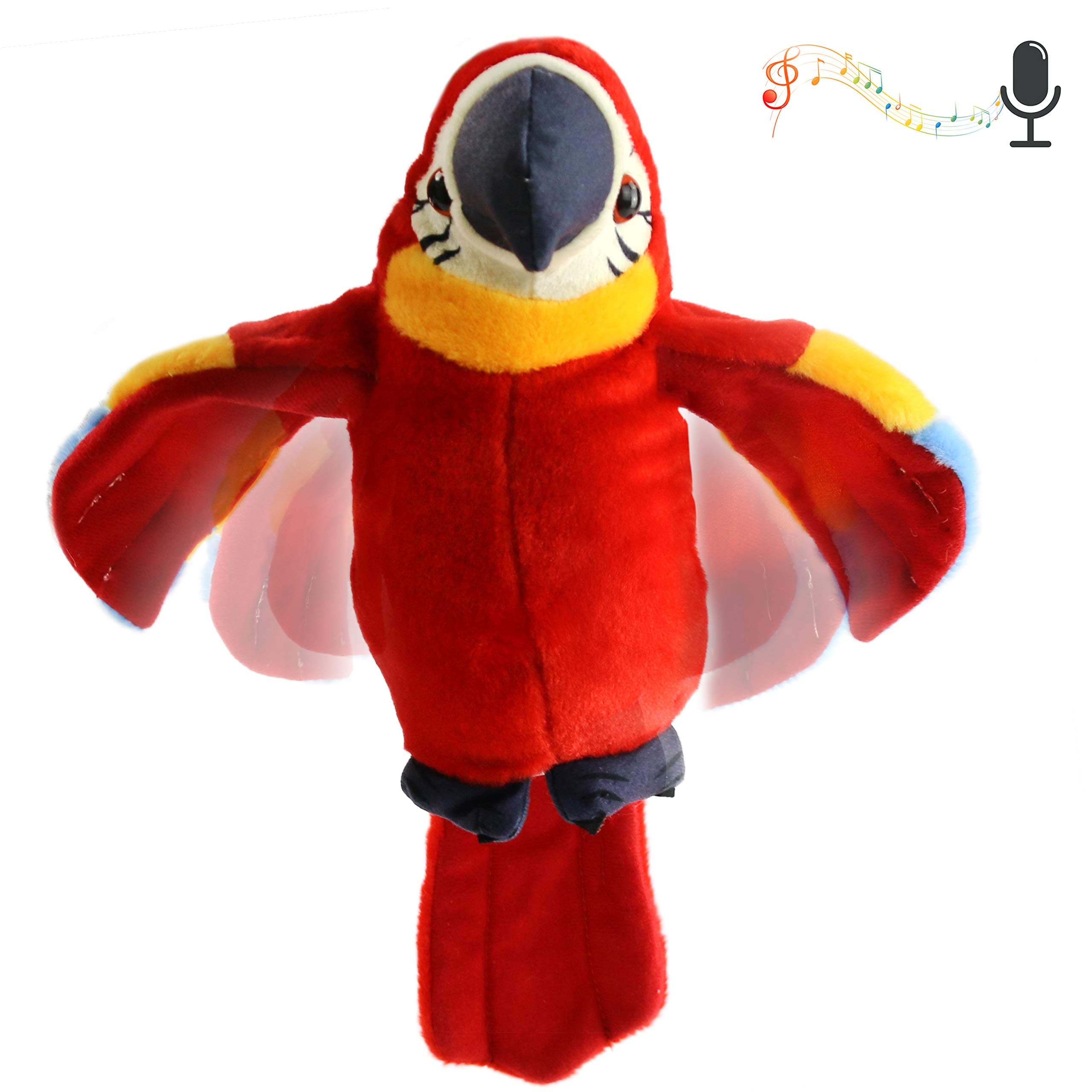 (Red) - Houwsbaby Speaking Parrot Record Repeats Electronic Bird Talking Pet Stuffed Animal Waving Wings Plush Toy Interactive Animated Kids Gift, 23cm (Red)