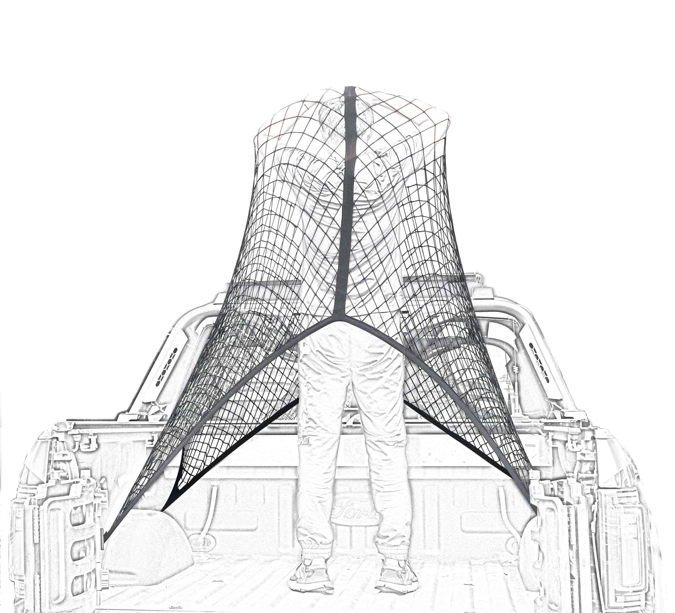 SENYAZON High Elastic Cargo Net Simple Truck Bed Cargo Mesh Organizer Perfect for Everyday Light Duty Trucks, Stretches from 4'x4' to 7' (1 Tier)