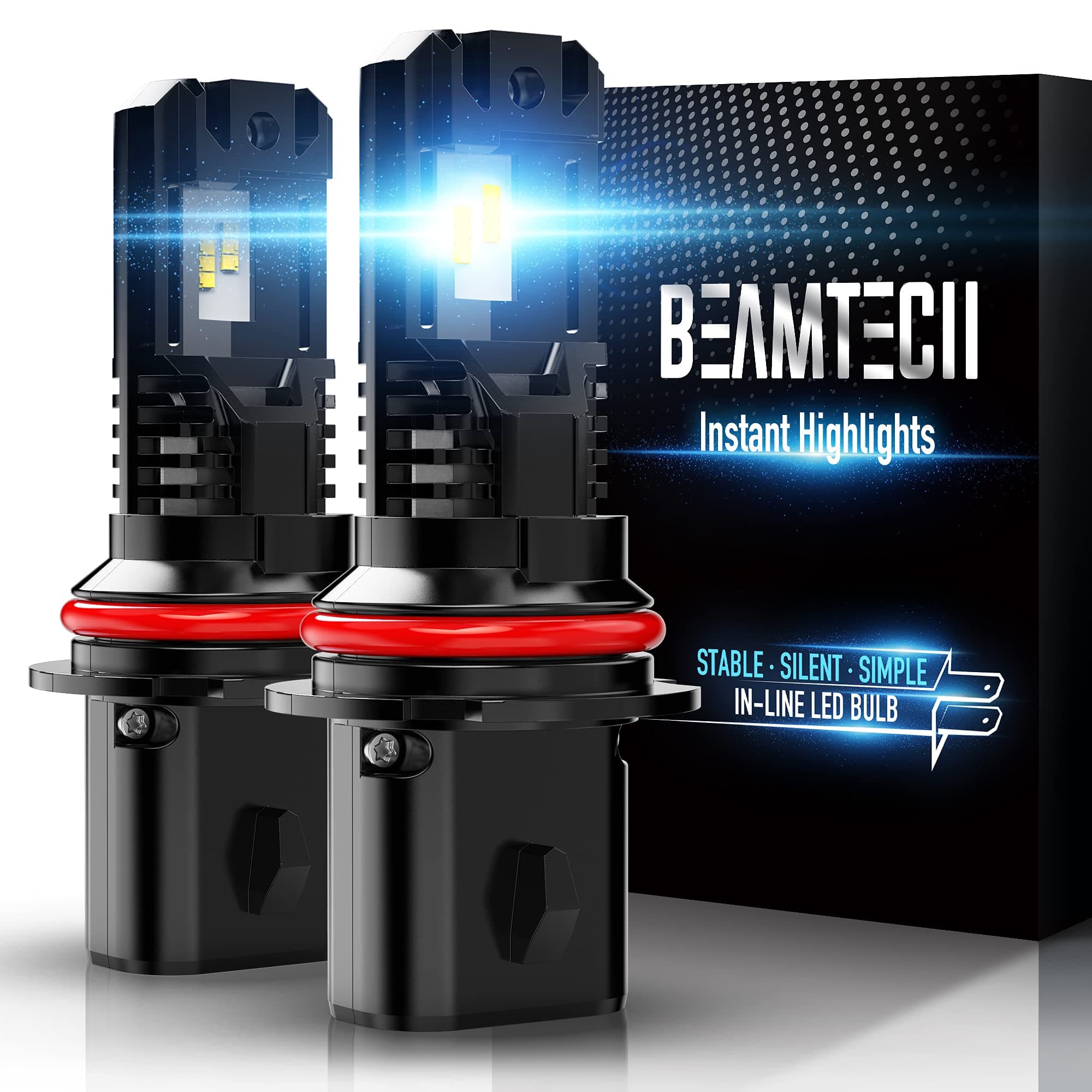 - BEAMTECH Bulb, 9007 Fog Light Bulbs Powersports Light Bulb Fanless in Line 6500K Pack of 2