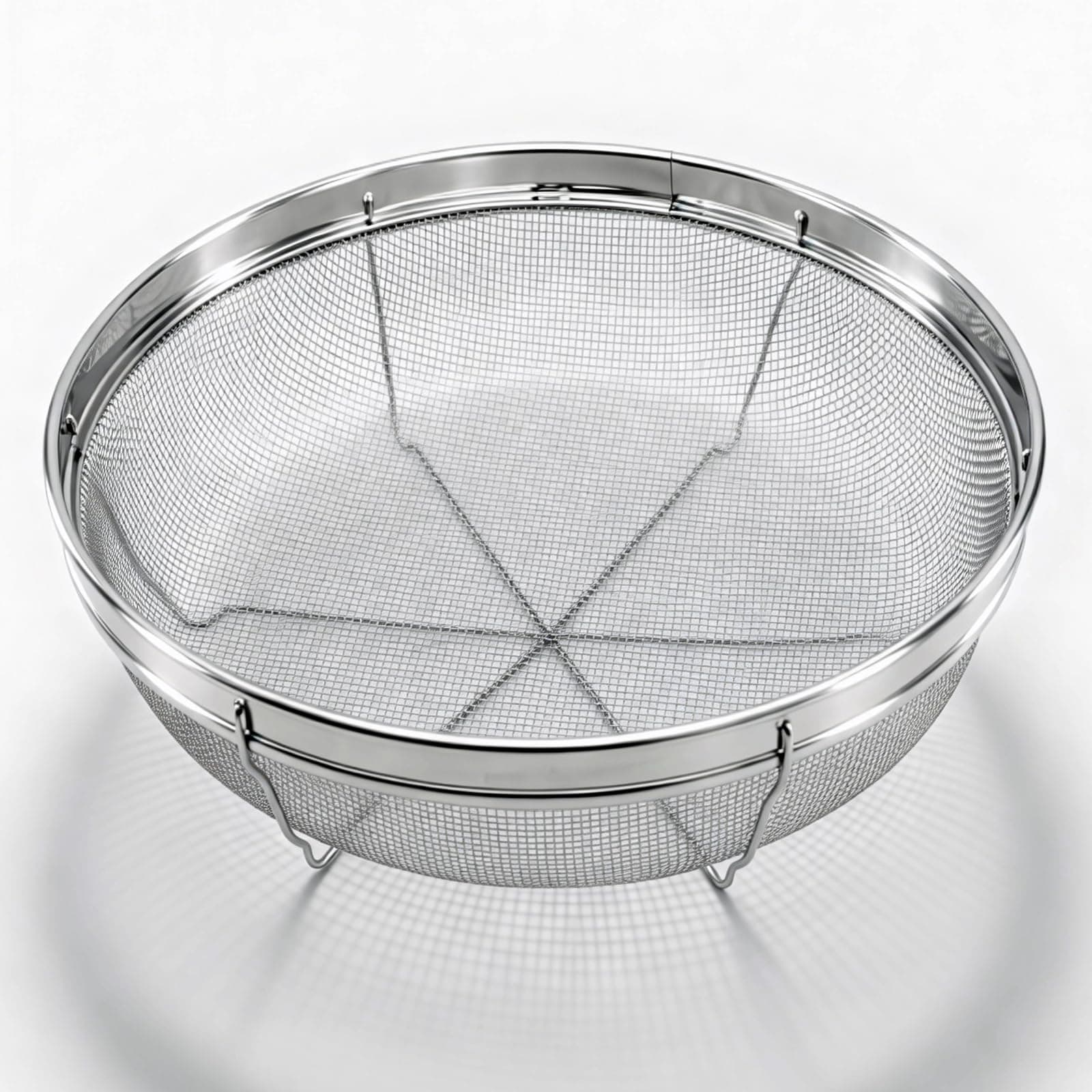 Fine Mesh Strainer for Kitchen, Stainless Steel Colander Bowl for Pasta, Rice, Fruit, Metal Net Baskets with Resting Base - Strain, Drain, Rinse (Diameter 11.02 inch)