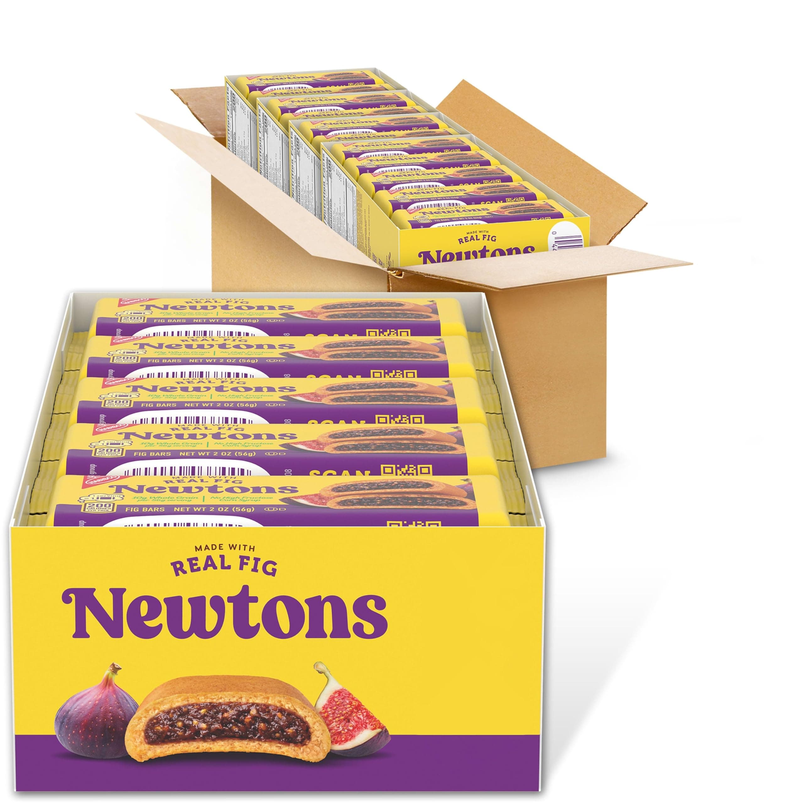 Newtons Fig Bars, Soft Fruit Chewy Cookies, 40 Snack Packs (2 Cookies Per Pack, 4 Boxes)