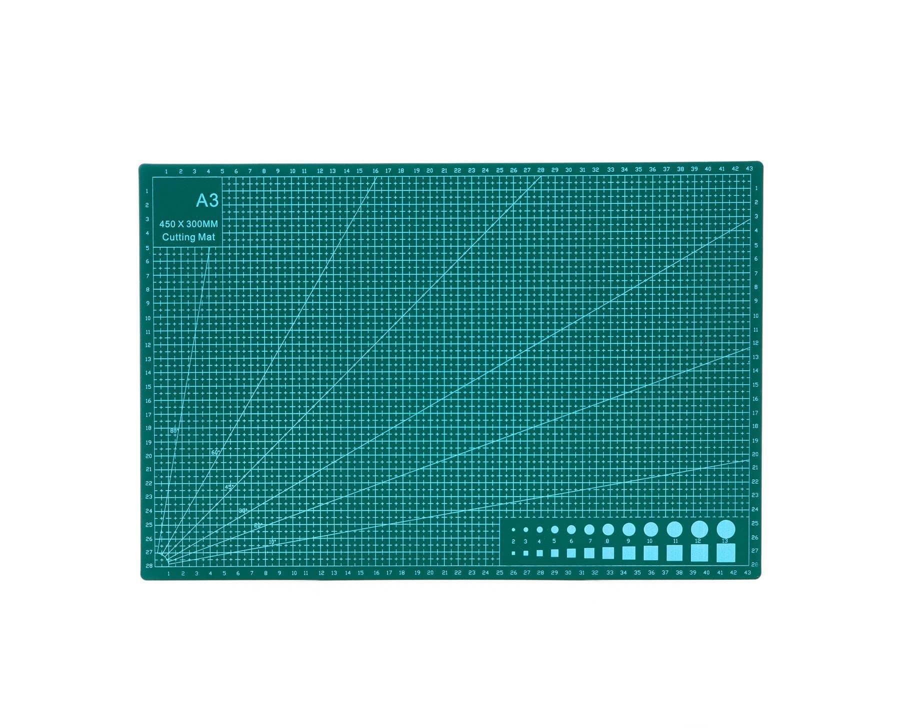 Innoteck A3 Self-Healing Cutting Mats - Double-Sided Non-Slip Surface - Self-Healing Quality - Cutting mat for Craft, Fabric, Quilting, Sewing, Scrapbooking - Printed Grid Lines - Green