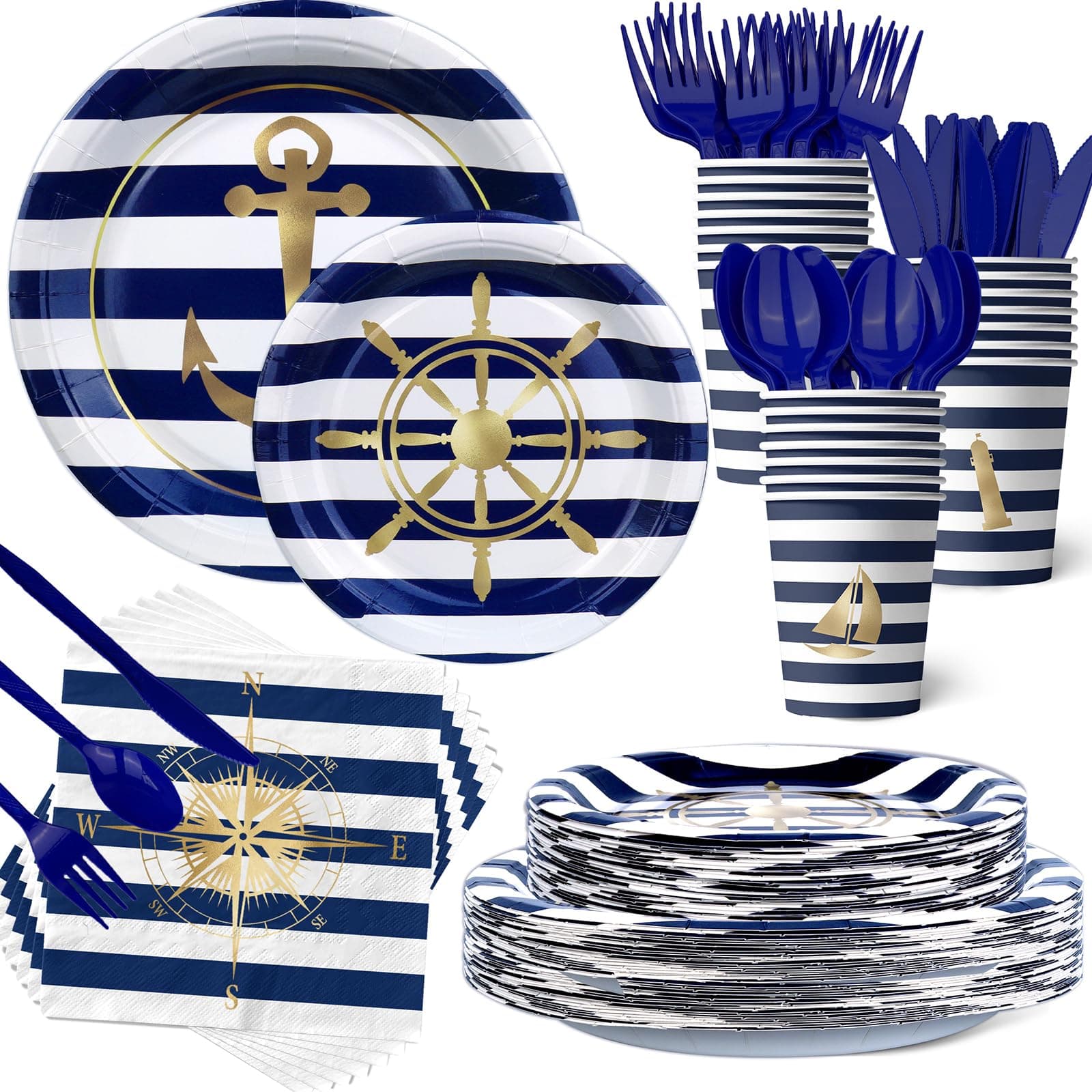 Nautical Decorations & Tableware - Party Supplies for 20 Guests