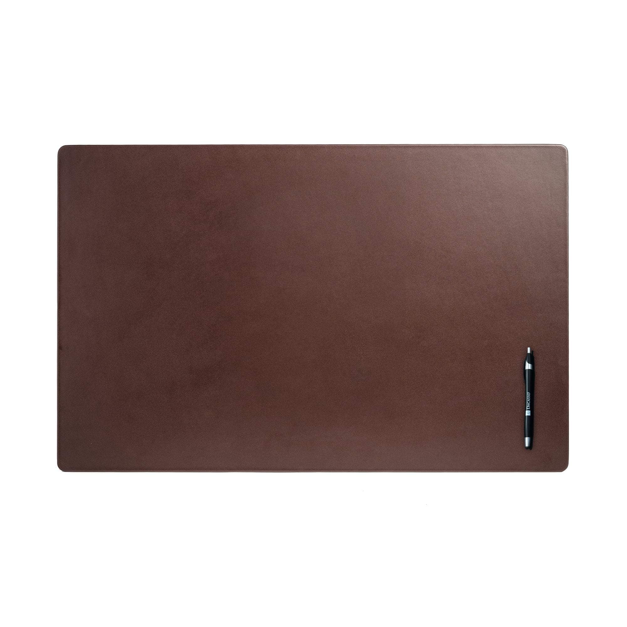 Dacasso Pad Without Side Rails Luxury Leather Blotter for Writing-Executive Desk Surface Protector, 30” x 19”, Chocolate Brown