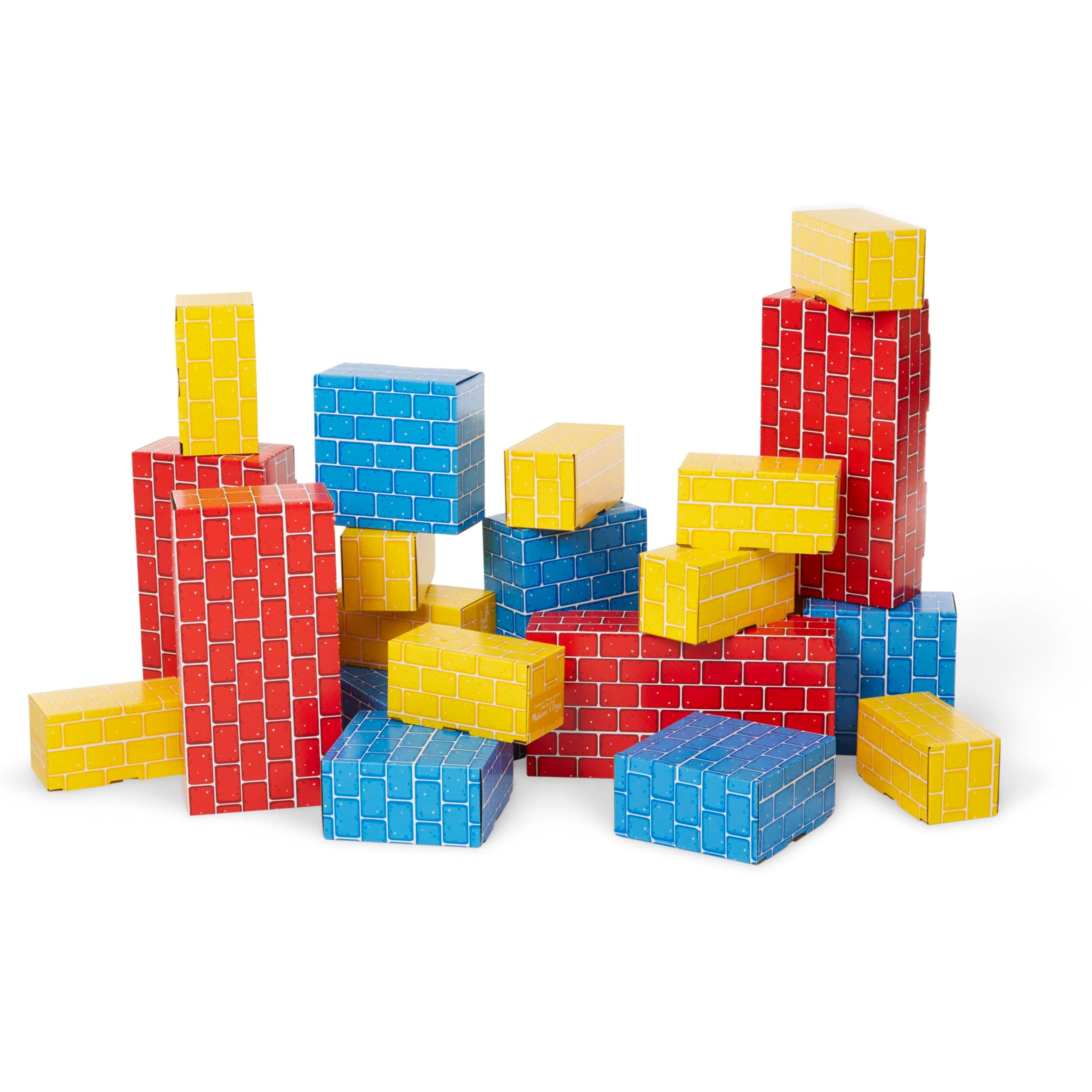 Melissa & Doug Jumbo Extra-Thick Cardboard Building Blocks - 40 Blocks in 3 Sizes - Jumbo Extra-Thick Cardboard Pretend Brick Blocks For Building