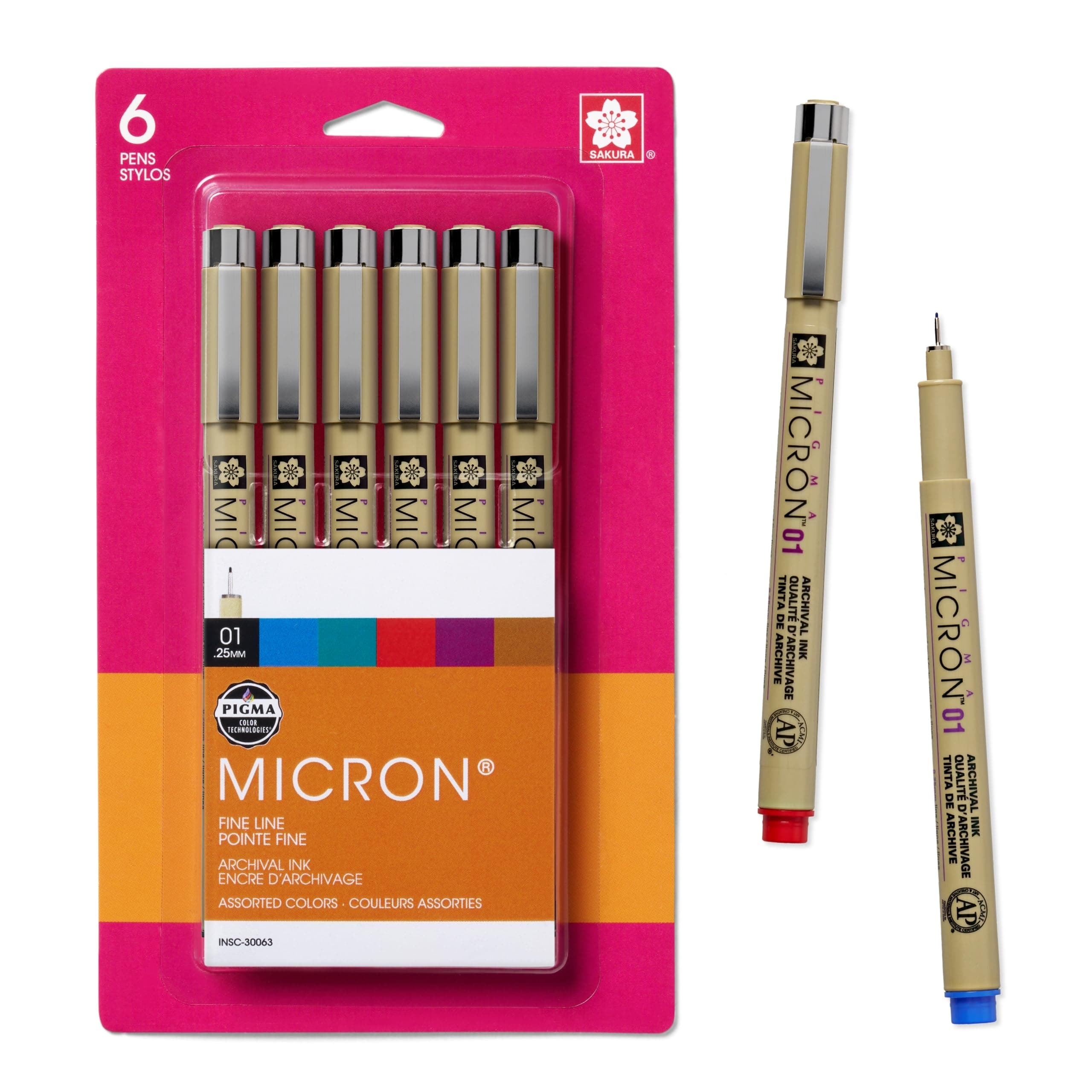 30063 6-Piece Pigma Micron 01 Ink Pen Set,Blue