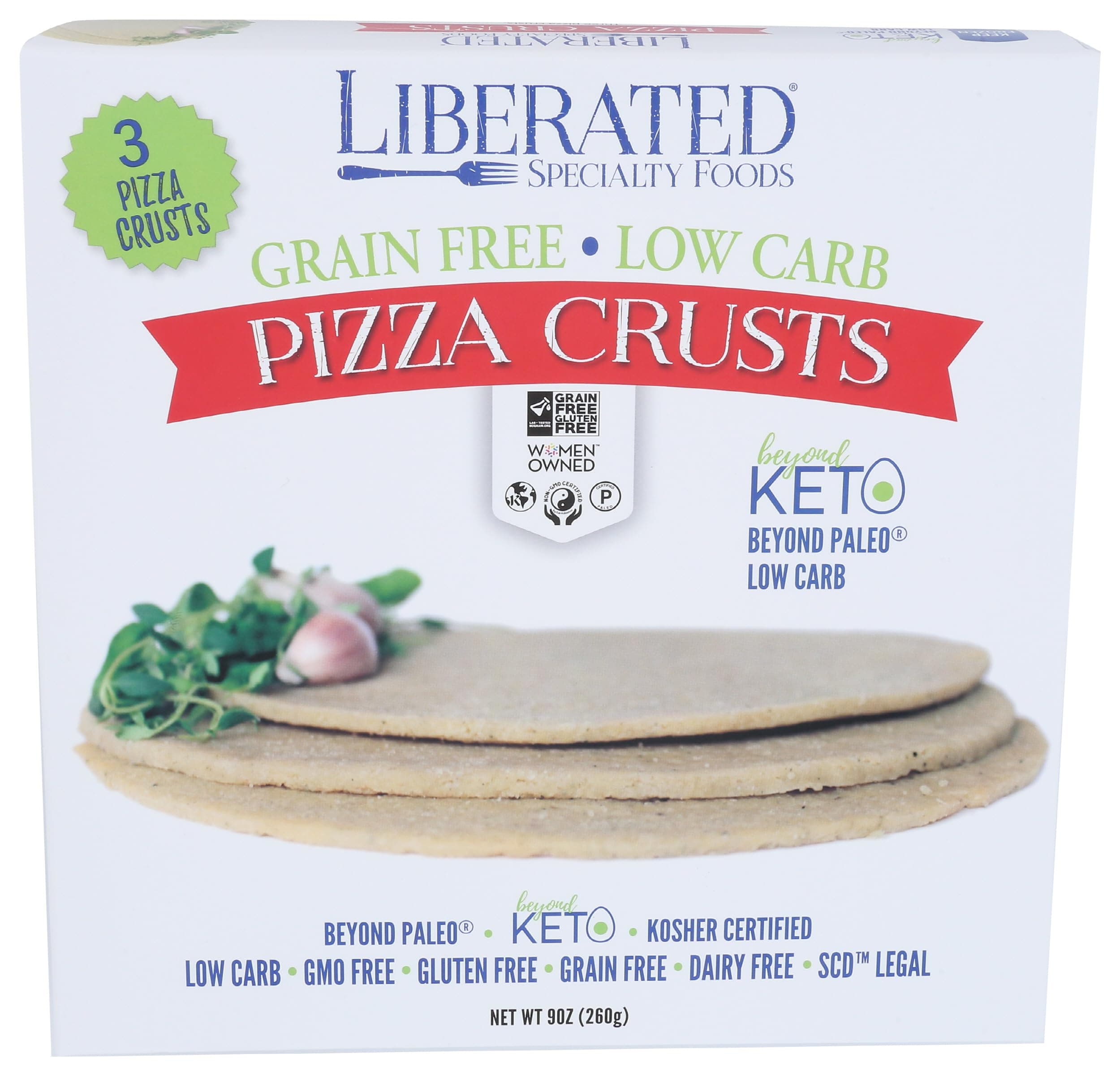Pizza Crust, Liberated Paleo (3 Count), 9 oz.
